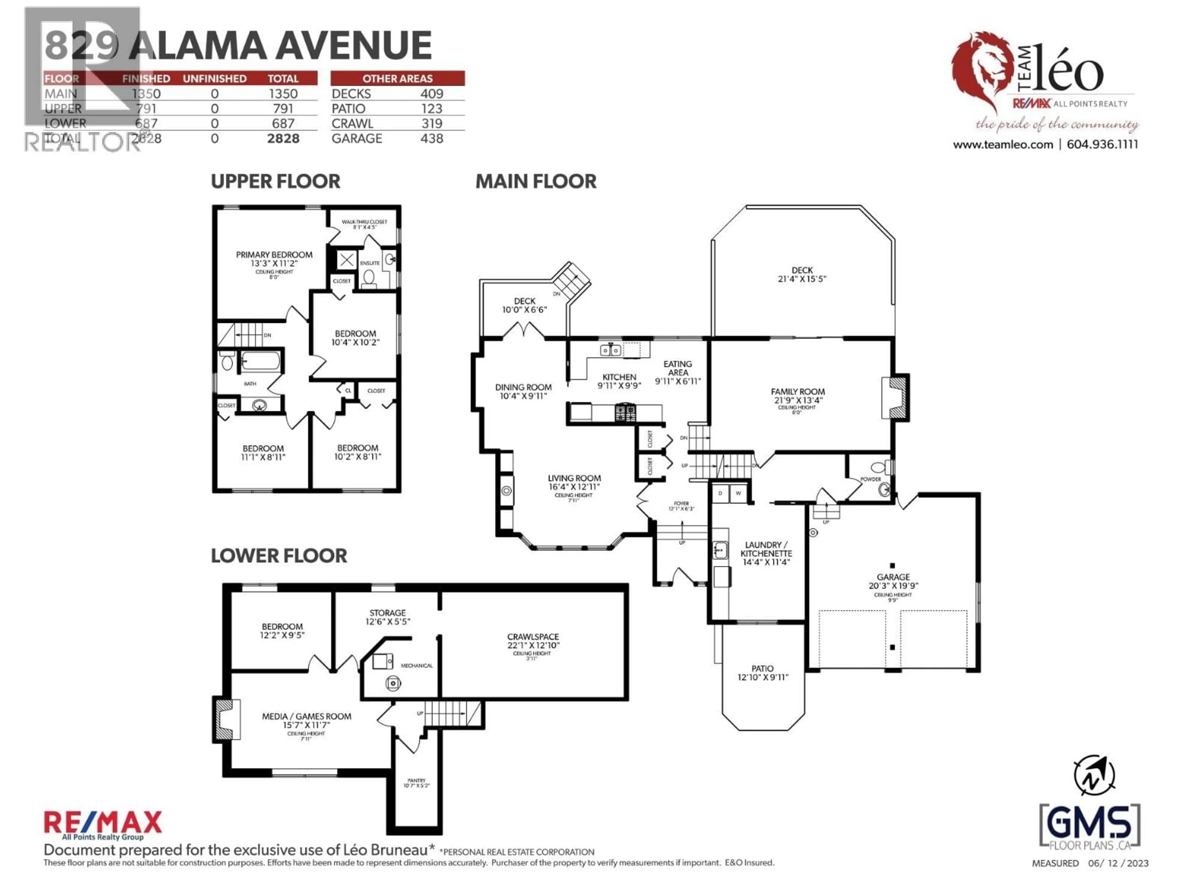 Floor plan for 829 ALAMA AVENUE, Coquitlam British Columbia V3K2Z8