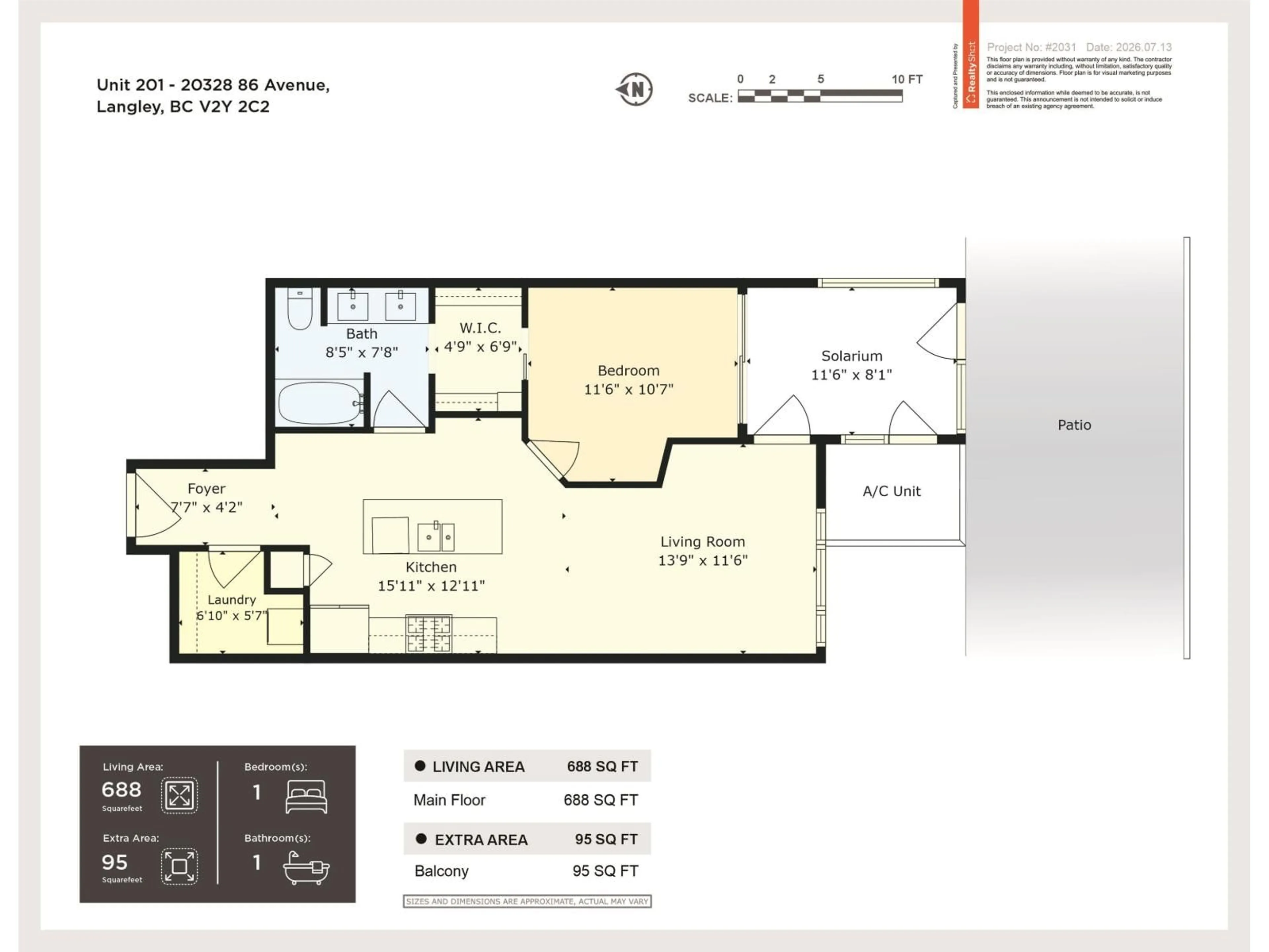 Floor plan for 201 - 20328 86 AVENUE, Langley British Columbia V2Y3L5