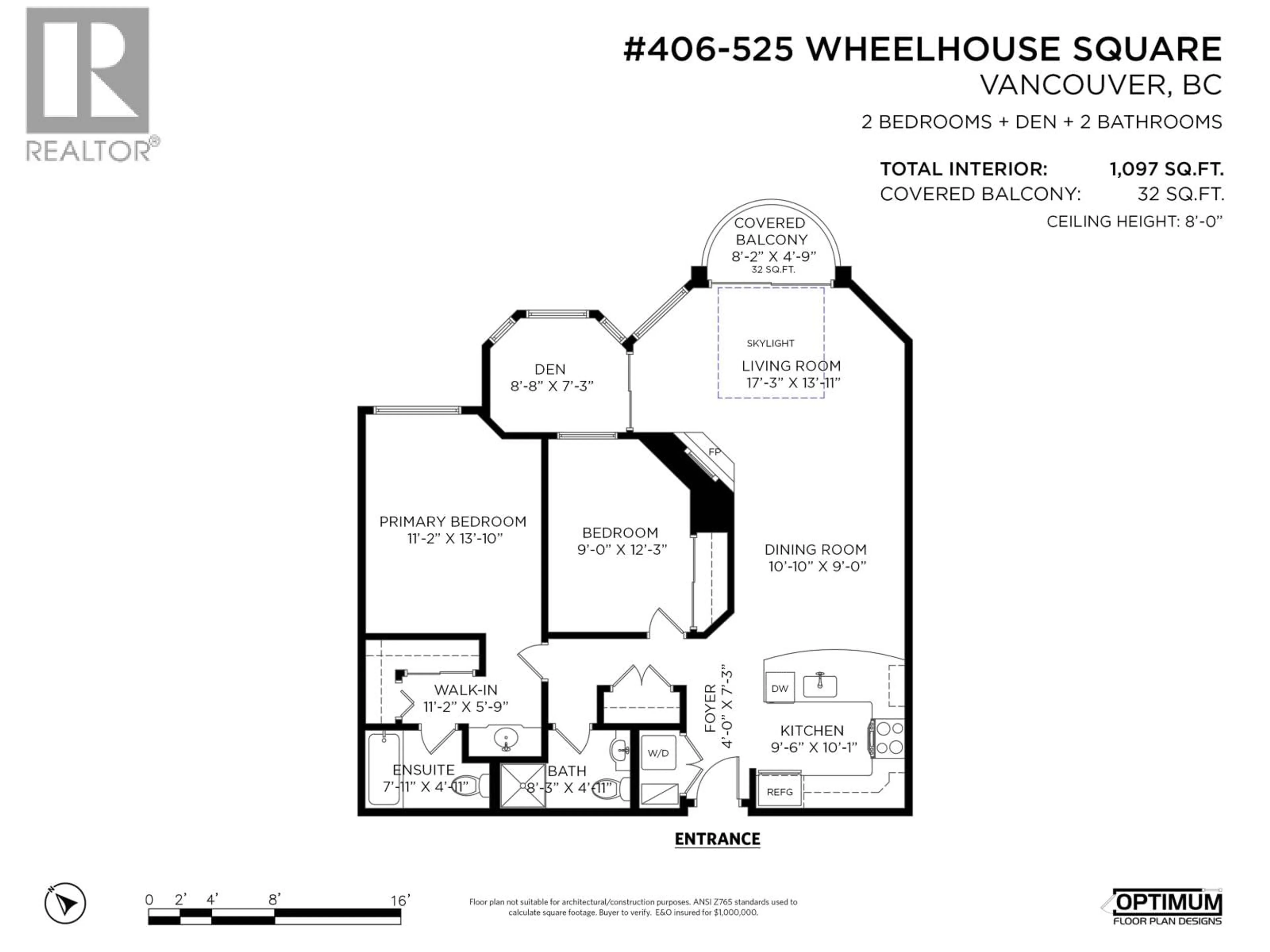 Floor plan for 406 - 525 WHEELHOUSE SQUARE, Vancouver British Columbia V5Z4L8