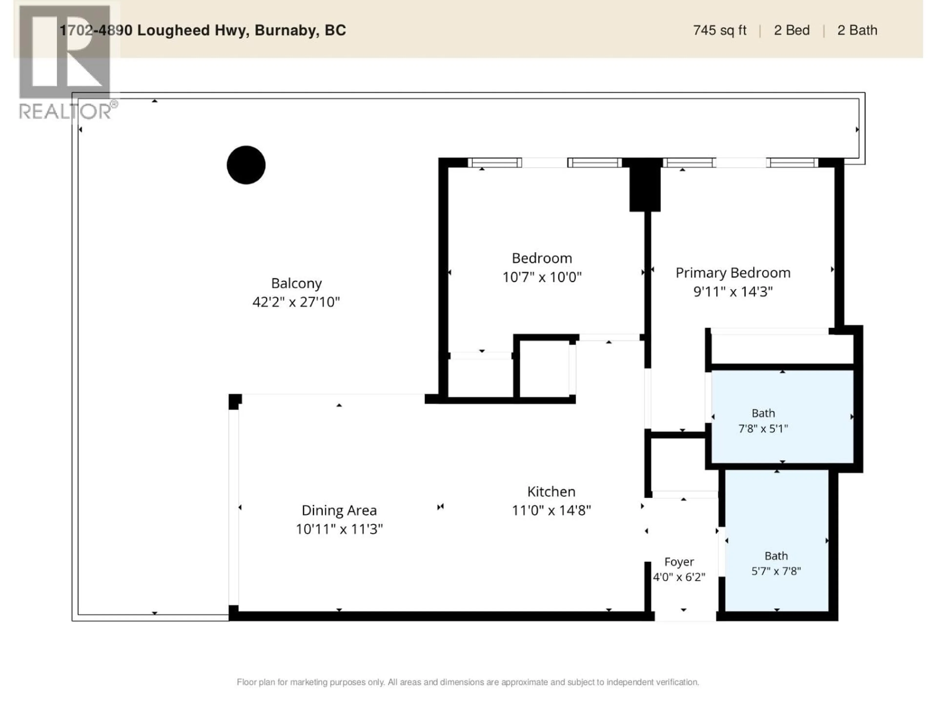 Floor plan for 1702 - 4890 LOUGHEED HIGHWAY, Burnaby British Columbia V5C0N2