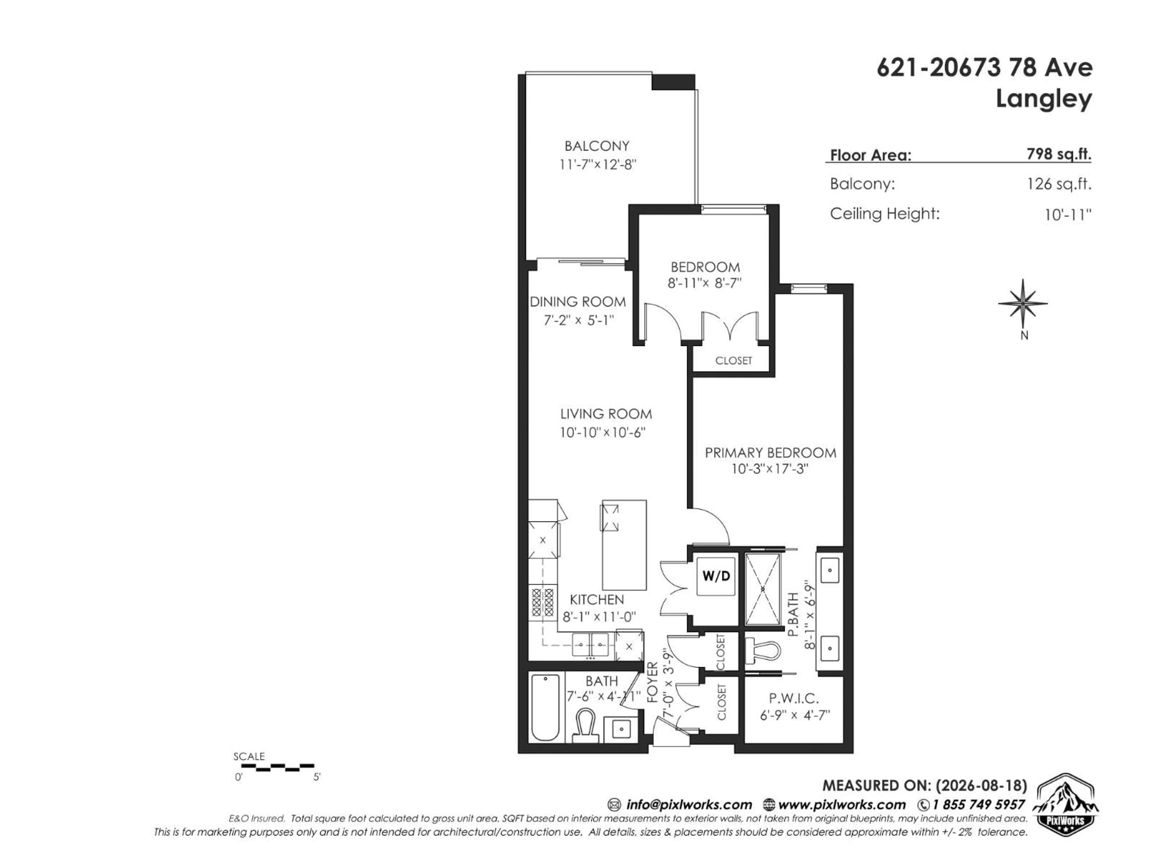 Floor plan for 621 - 20673 78 AVENUE, Langley British Columbia V2Y3K1