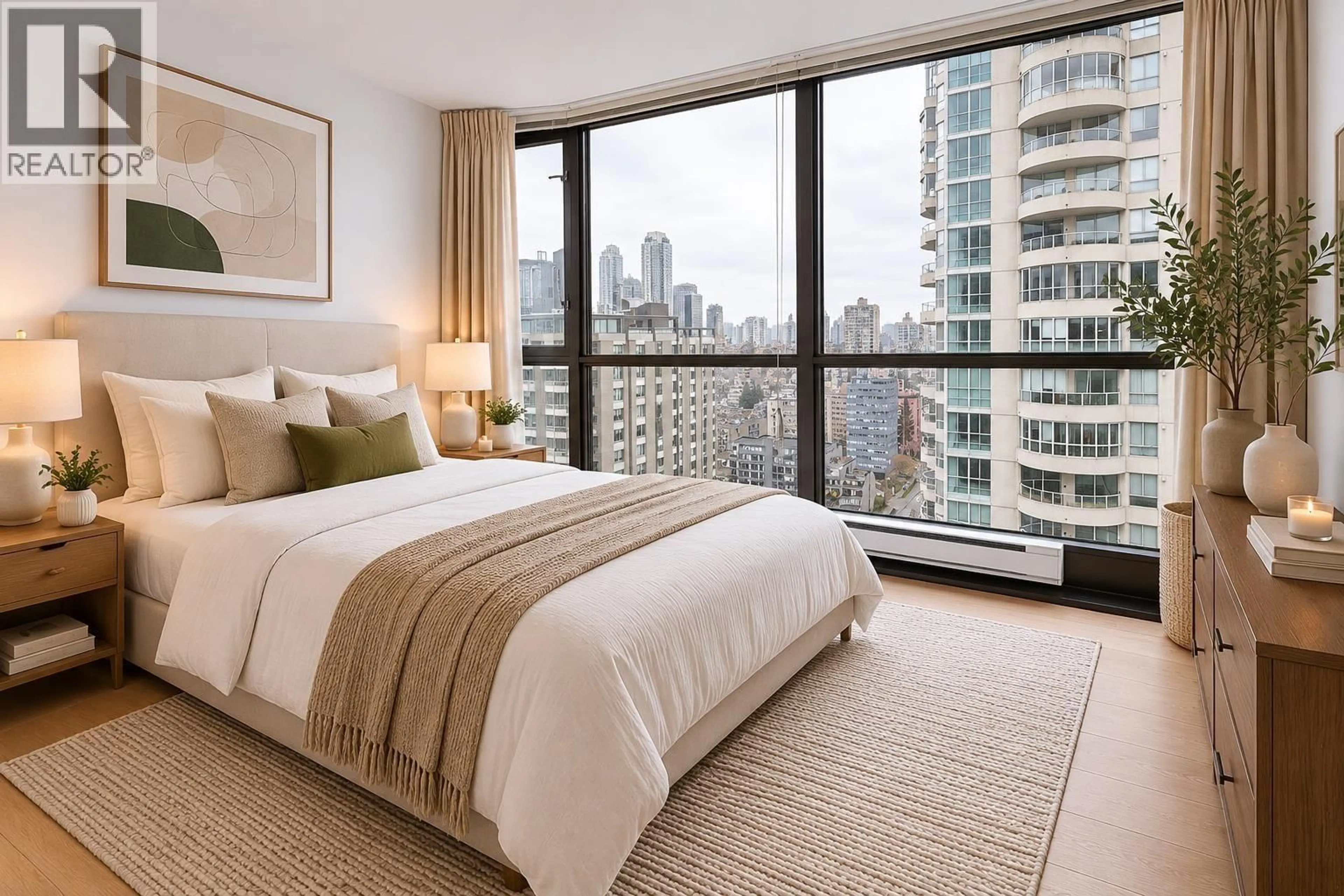 Bedroom with bed, carpet floor for 2905 - 1331 ALBERNI STREET, Vancouver British Columbia V6E4S1