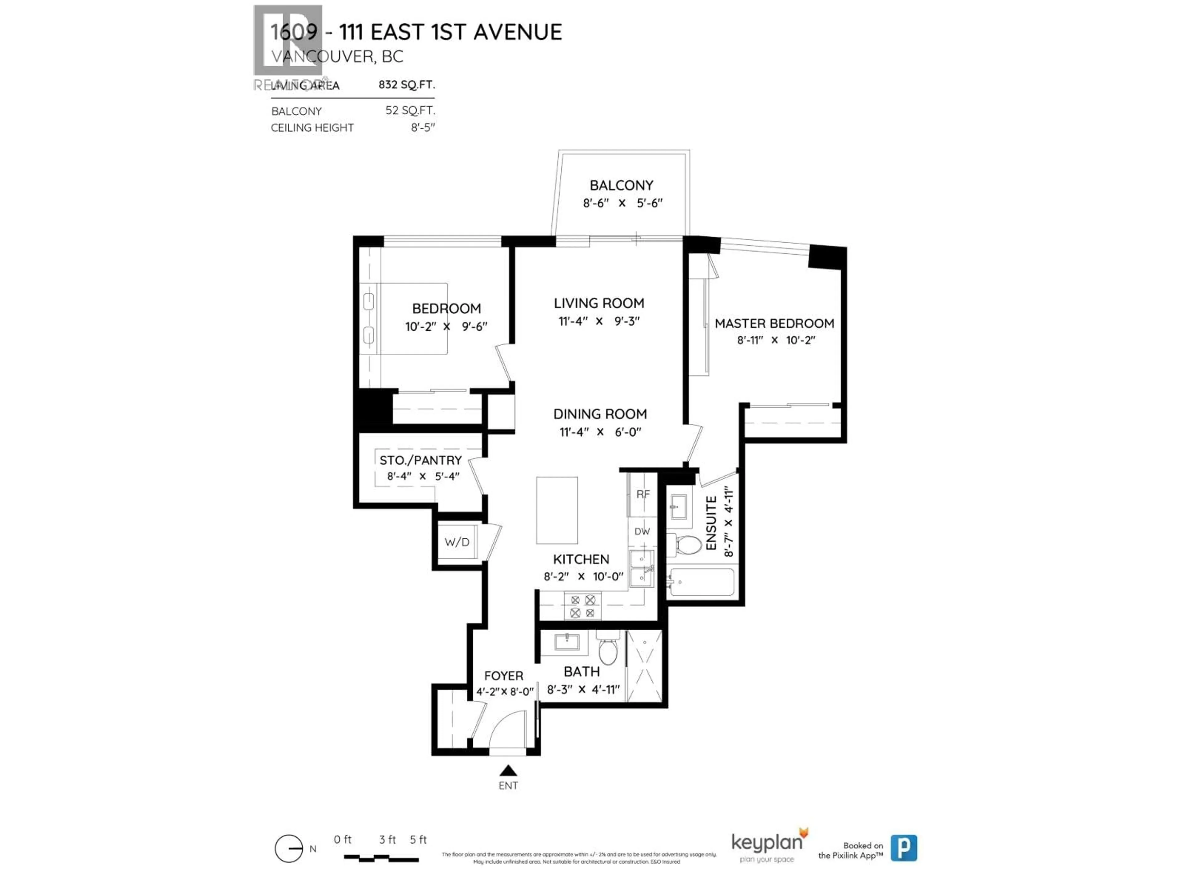 Floor plan for 1609 - 111 1ST AVENUE, Vancouver British Columbia V6A0E9