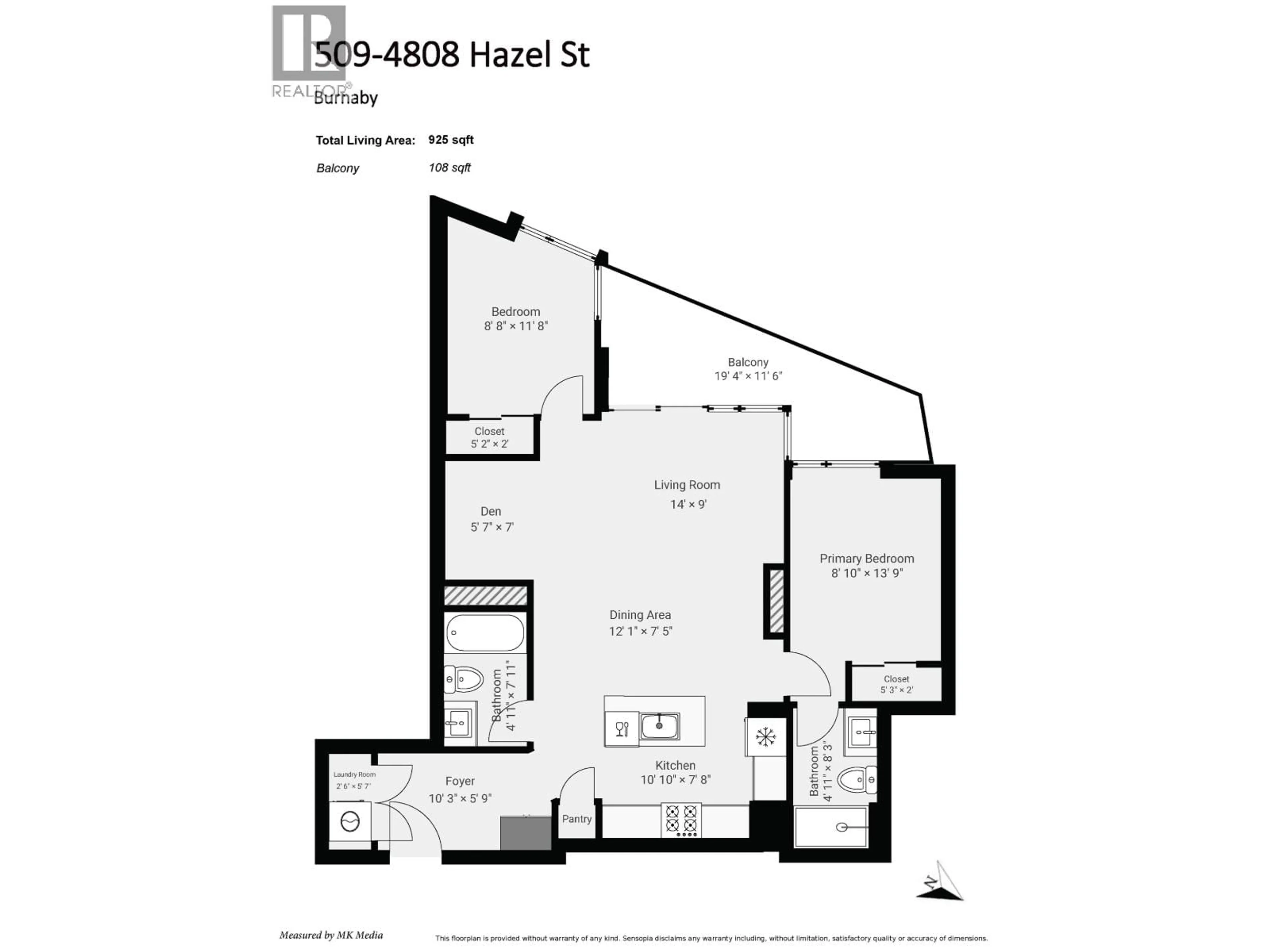 Floor plan for 509 - 4808 HAZEL STREET, Burnaby British Columbia V5H0A2