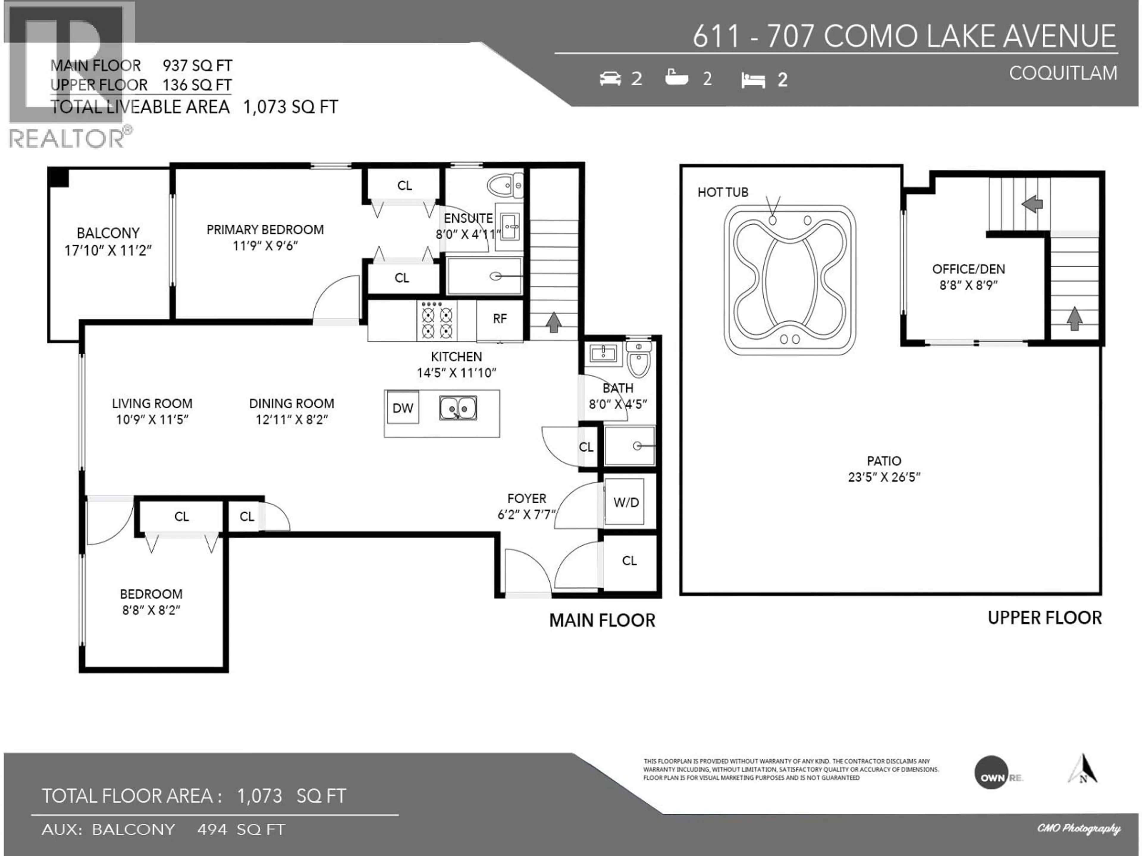 Floor plan for 611 - 707 COMO LAKE AVENUE, Coquitlam British Columbia V3J0J5