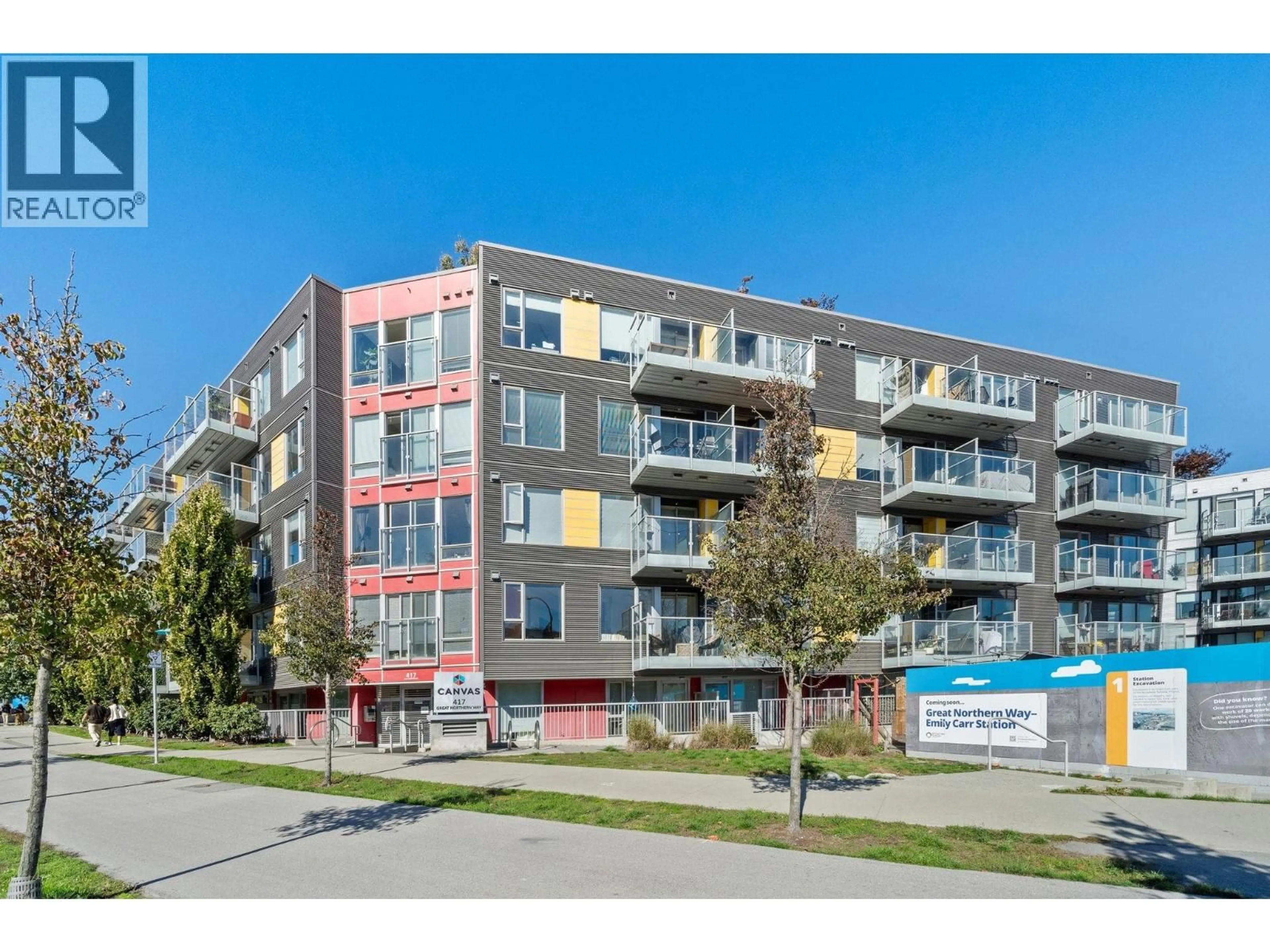 A pic from outside/outdoor area/front of a property/back of a property/a pic from drone, street for 613 - 417 GREAT NORTHERN WAY, Vancouver British Columbia V5T0G7