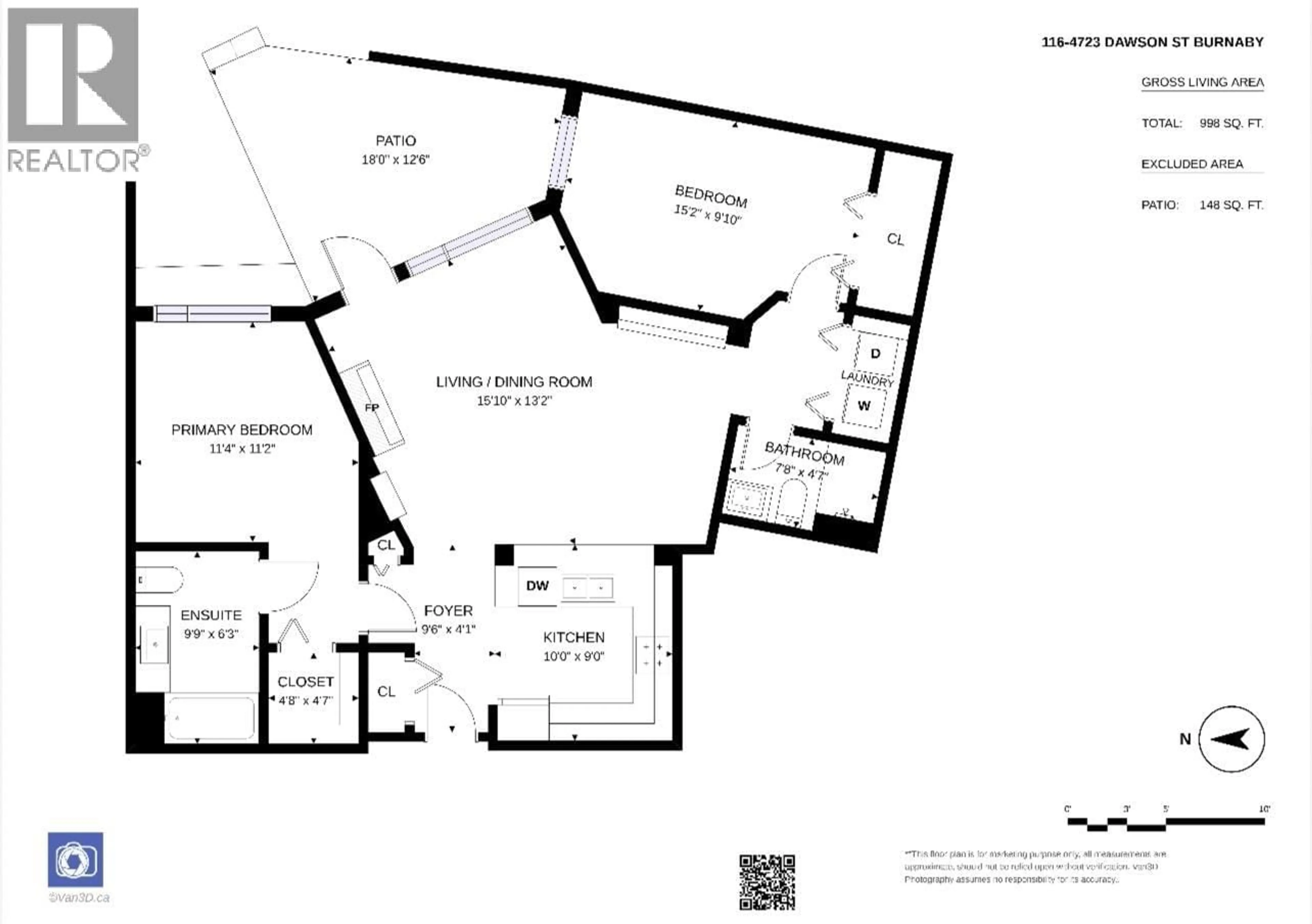 Floor plan for 116 - 4723 DAWSON STREET, Burnaby British Columbia V5C0A7