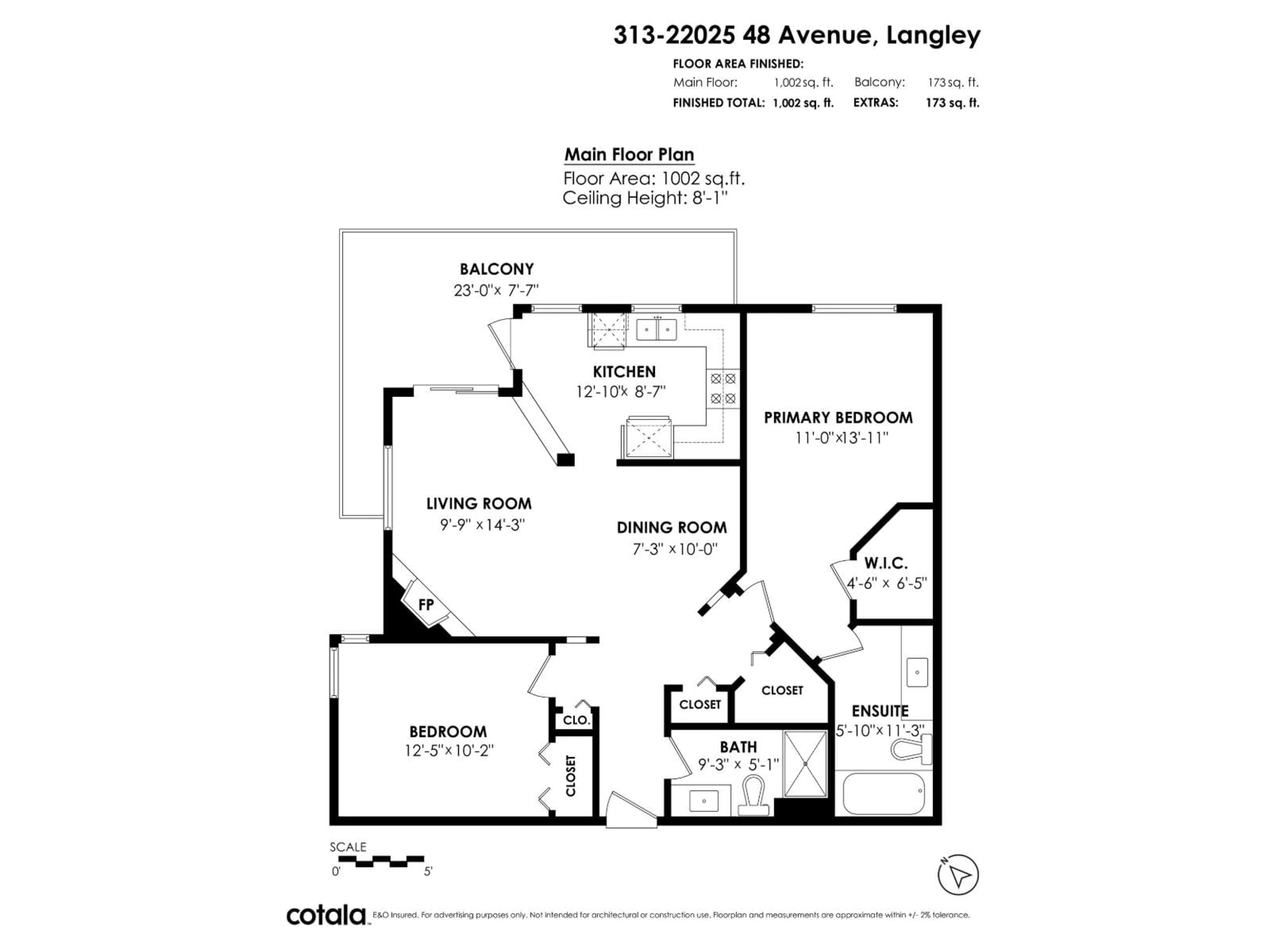Floor plan for 313 - 22025 48 AVENUE, Langley British Columbia V3A8L2