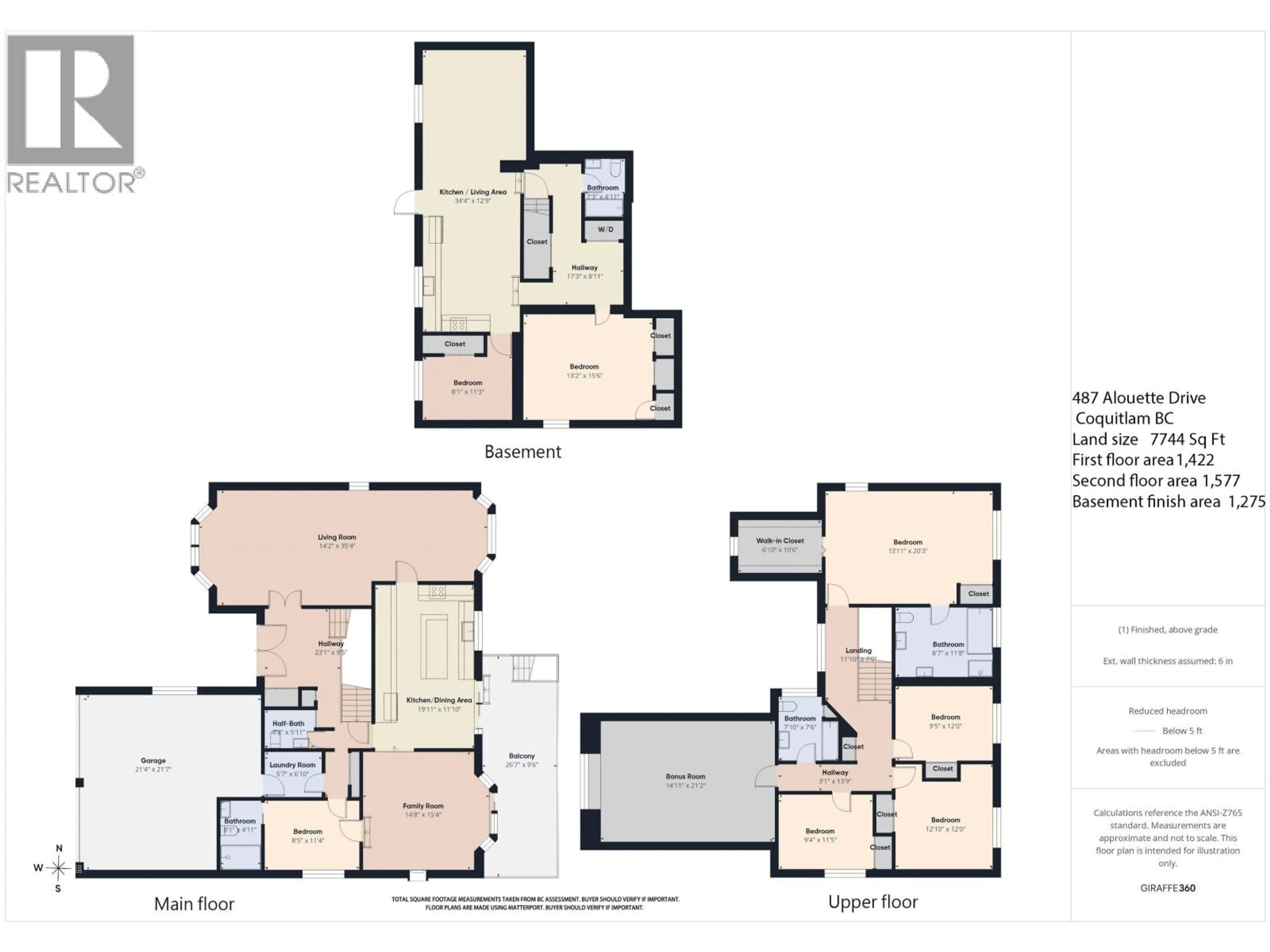 Floor plan for 487 ALOUETTE DRIVE, Coquitlam British Columbia V3C4Y7