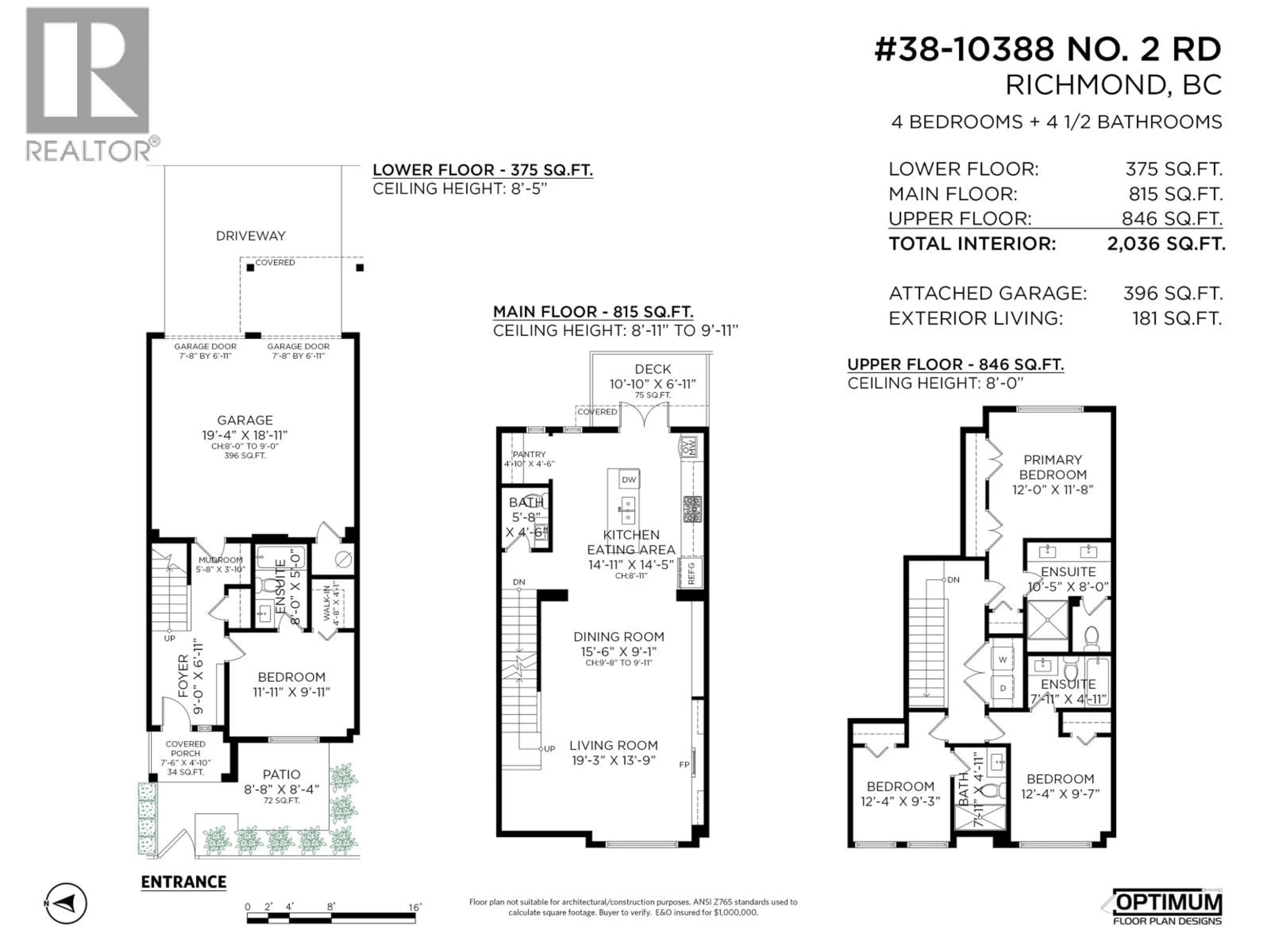 Floor plan for 38 - 10388 NO. 2 ROAD, Richmond British Columbia V7E0B9