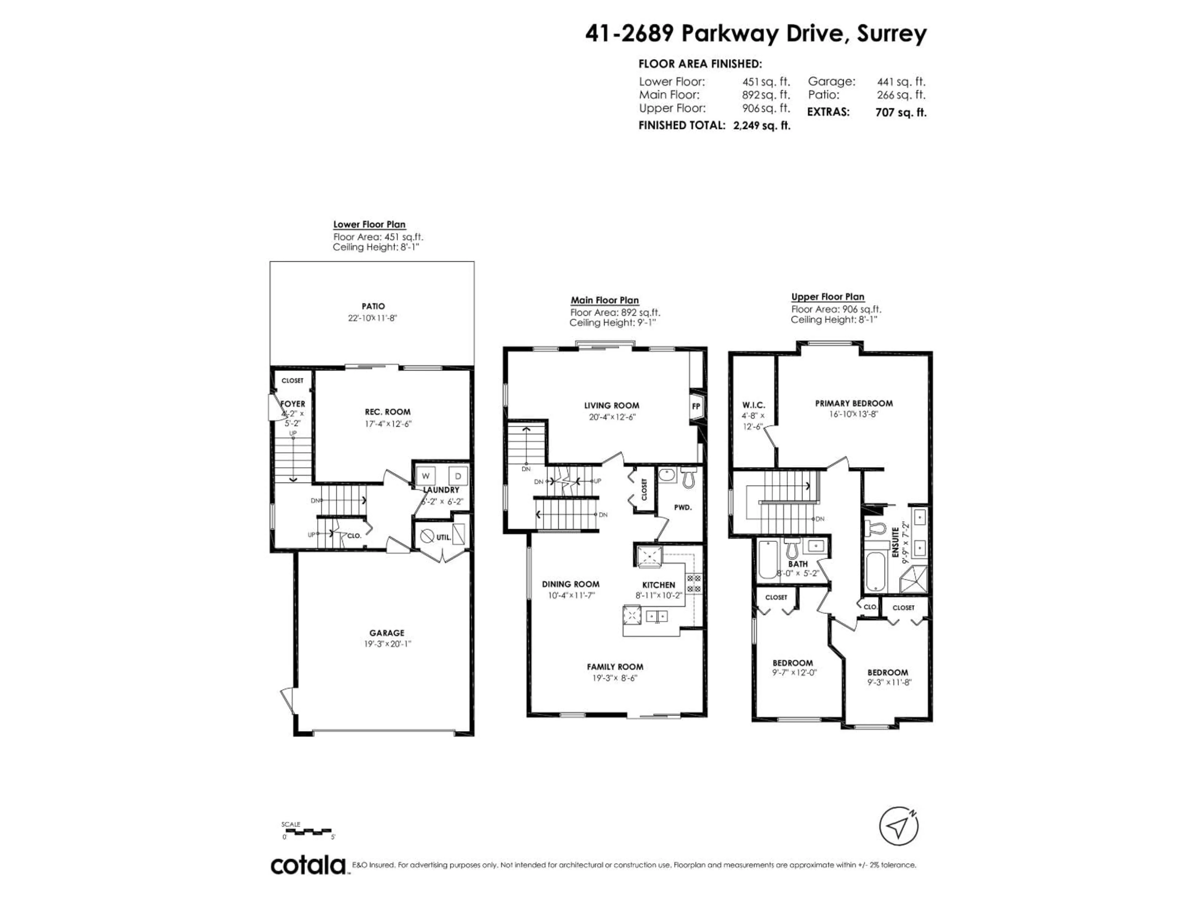 Floor plan for 41 - 2689 PARKWAY DRIVE, Surrey British Columbia V4P0C3