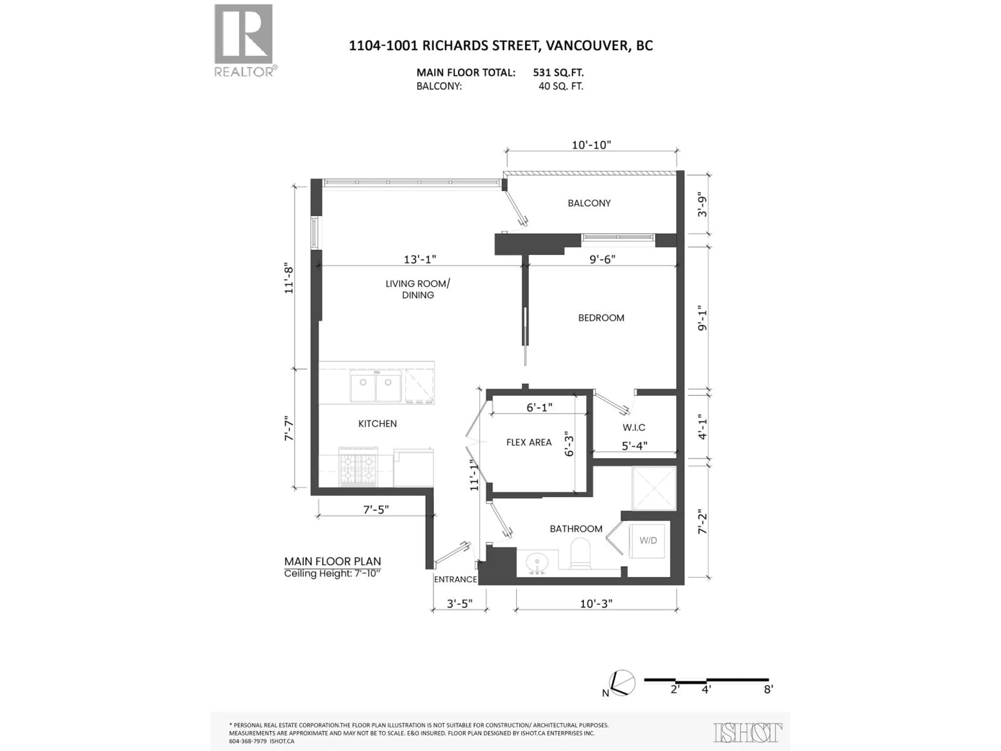 Floor plan for 1104 - 1001 RICHARDS STREET, Vancouver British Columbia V6B1J6