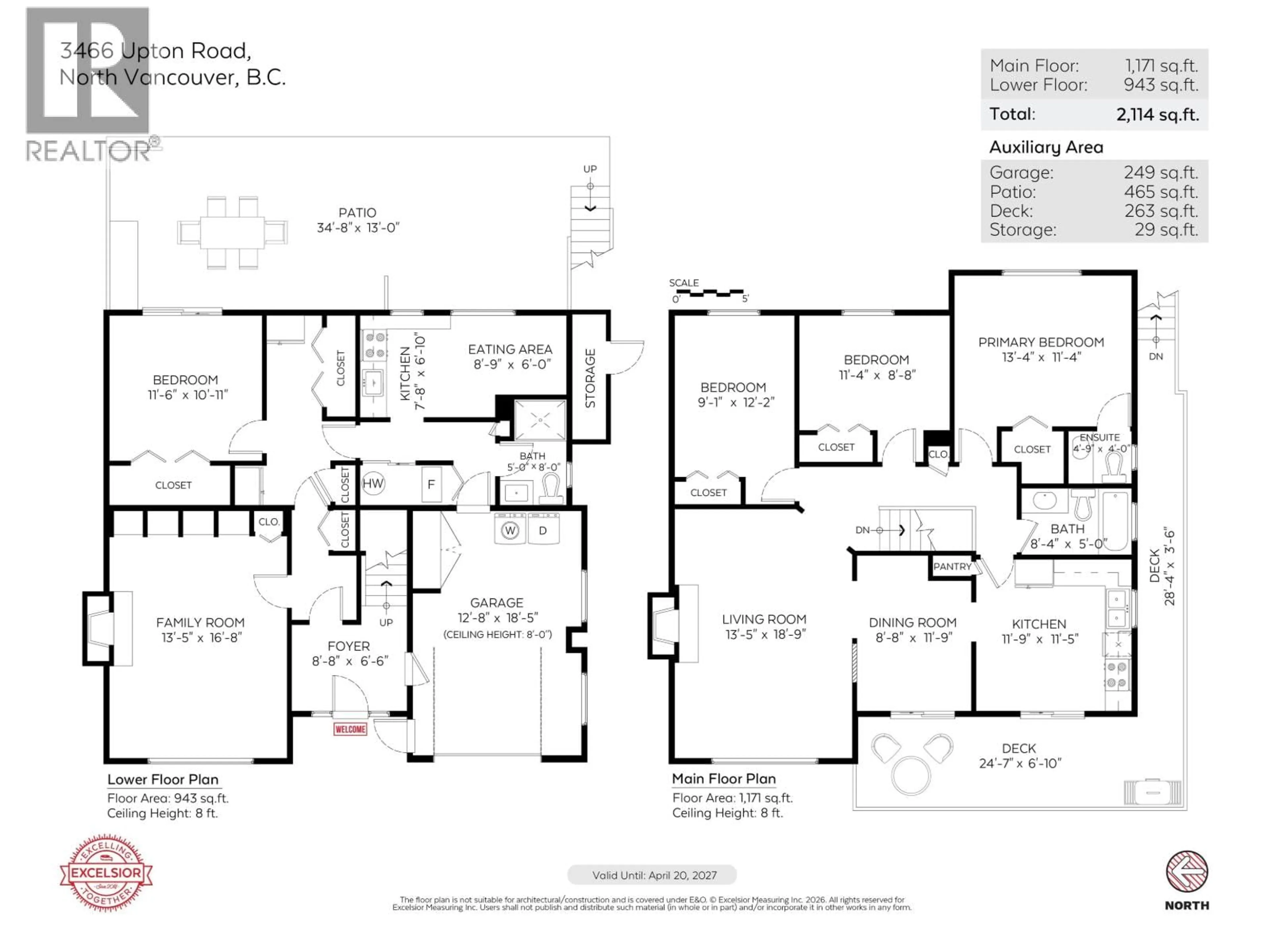 Floor plan for 3466 UPTON ROAD, North Vancouver British Columbia V7K2M3