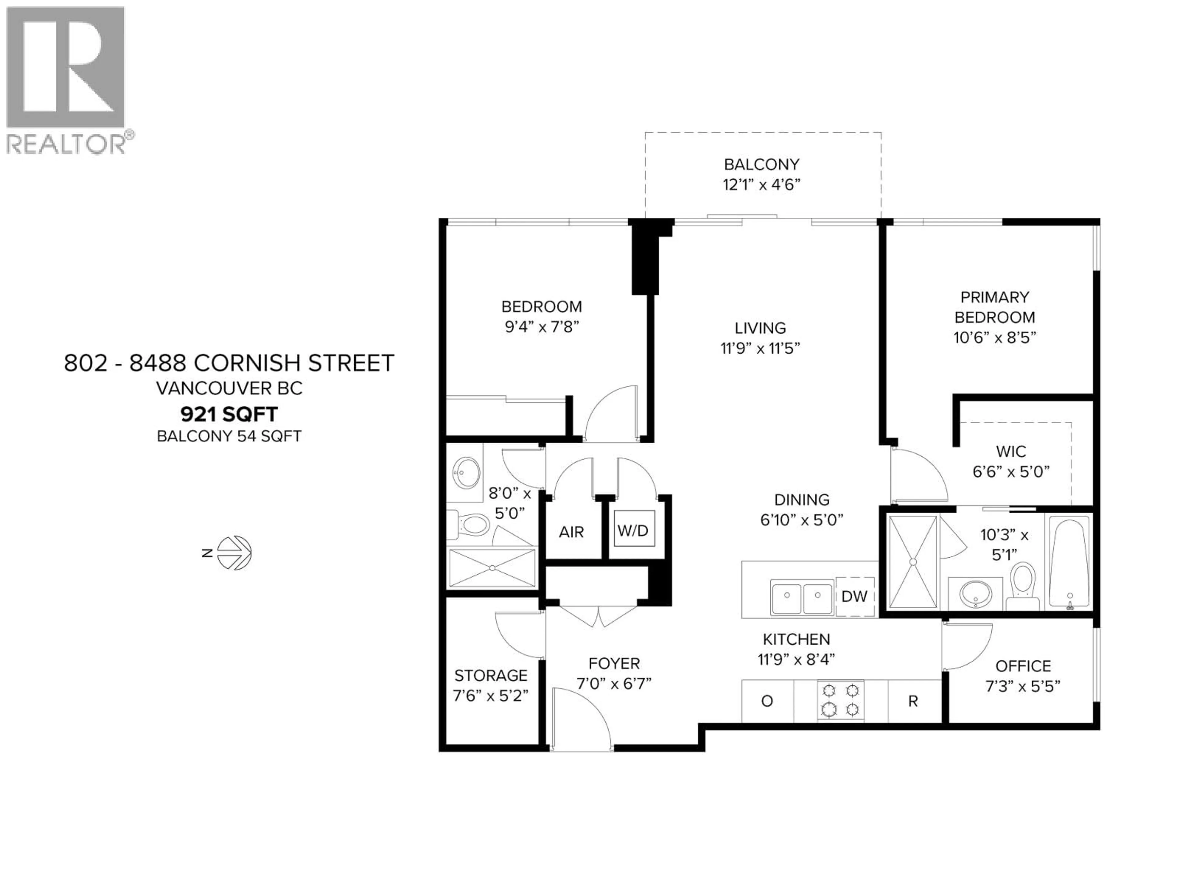 Floor plan for 802 - 8488 CORNISH STREET, Vancouver British Columbia V6P0C2