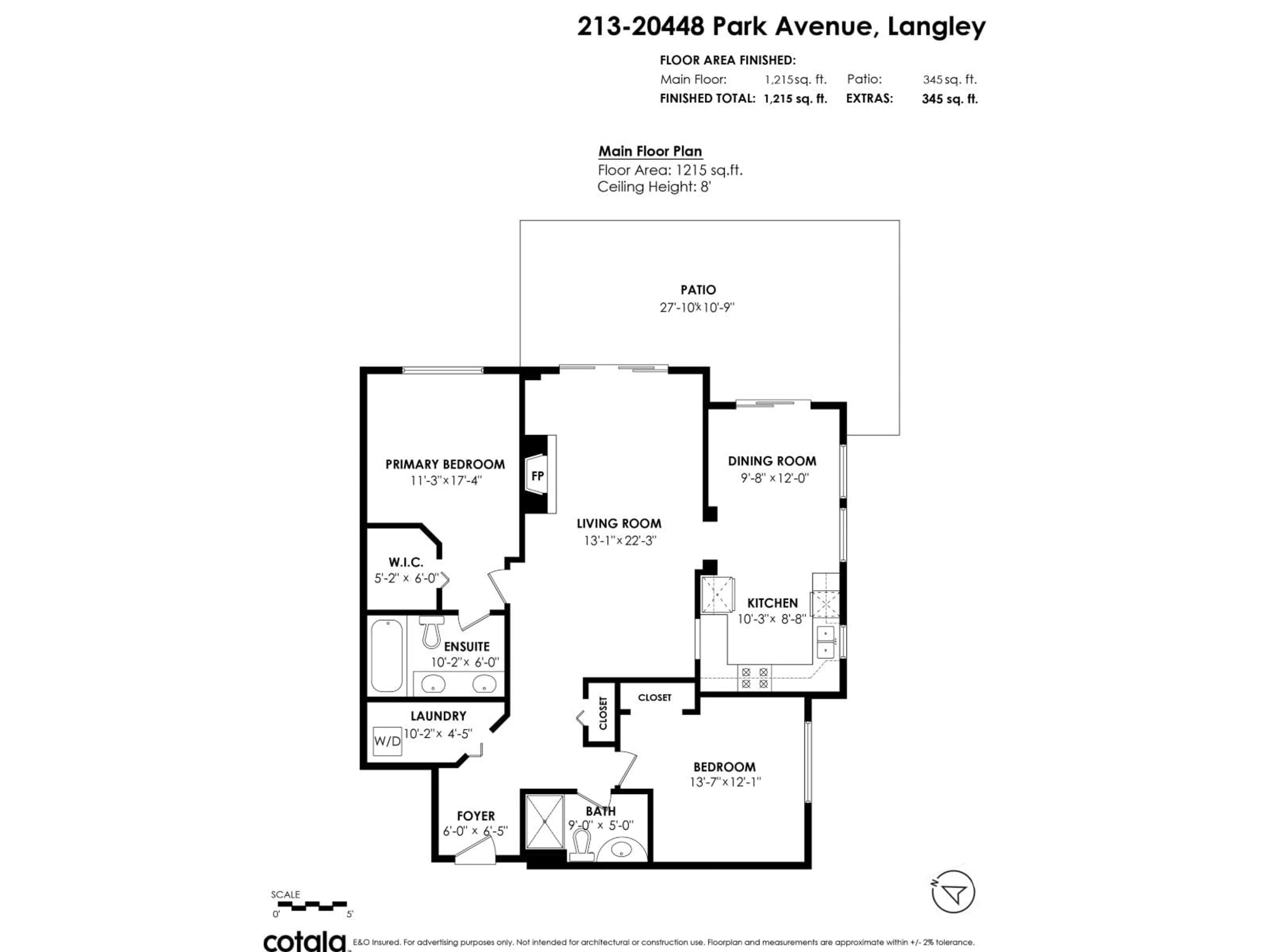 Floor plan for 213 - 20448 PARK AVENUE, Langley British Columbia V3A4N3