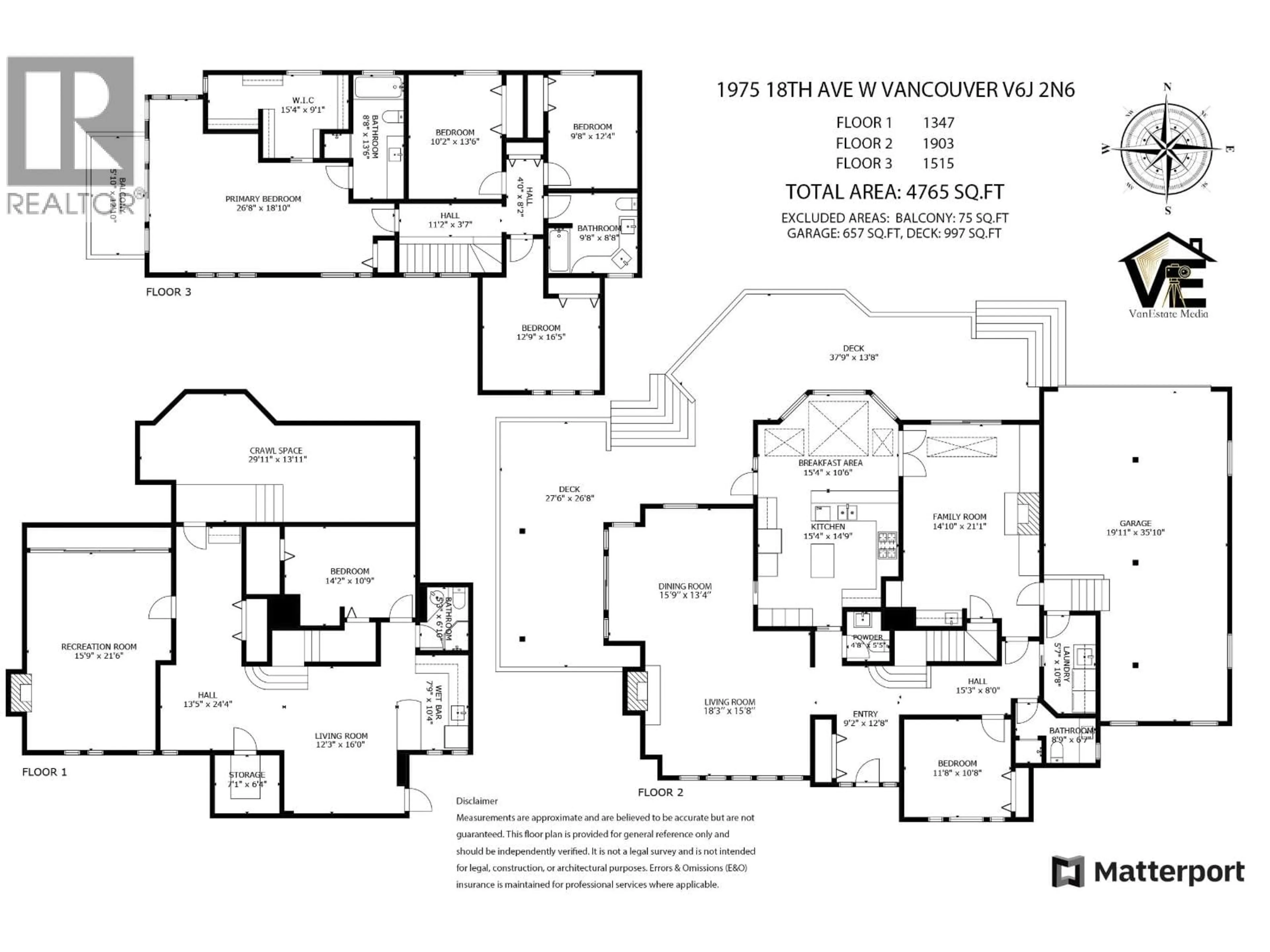 Floor plan for 1975 18TH AVENUE, Vancouver British Columbia V6J2N6