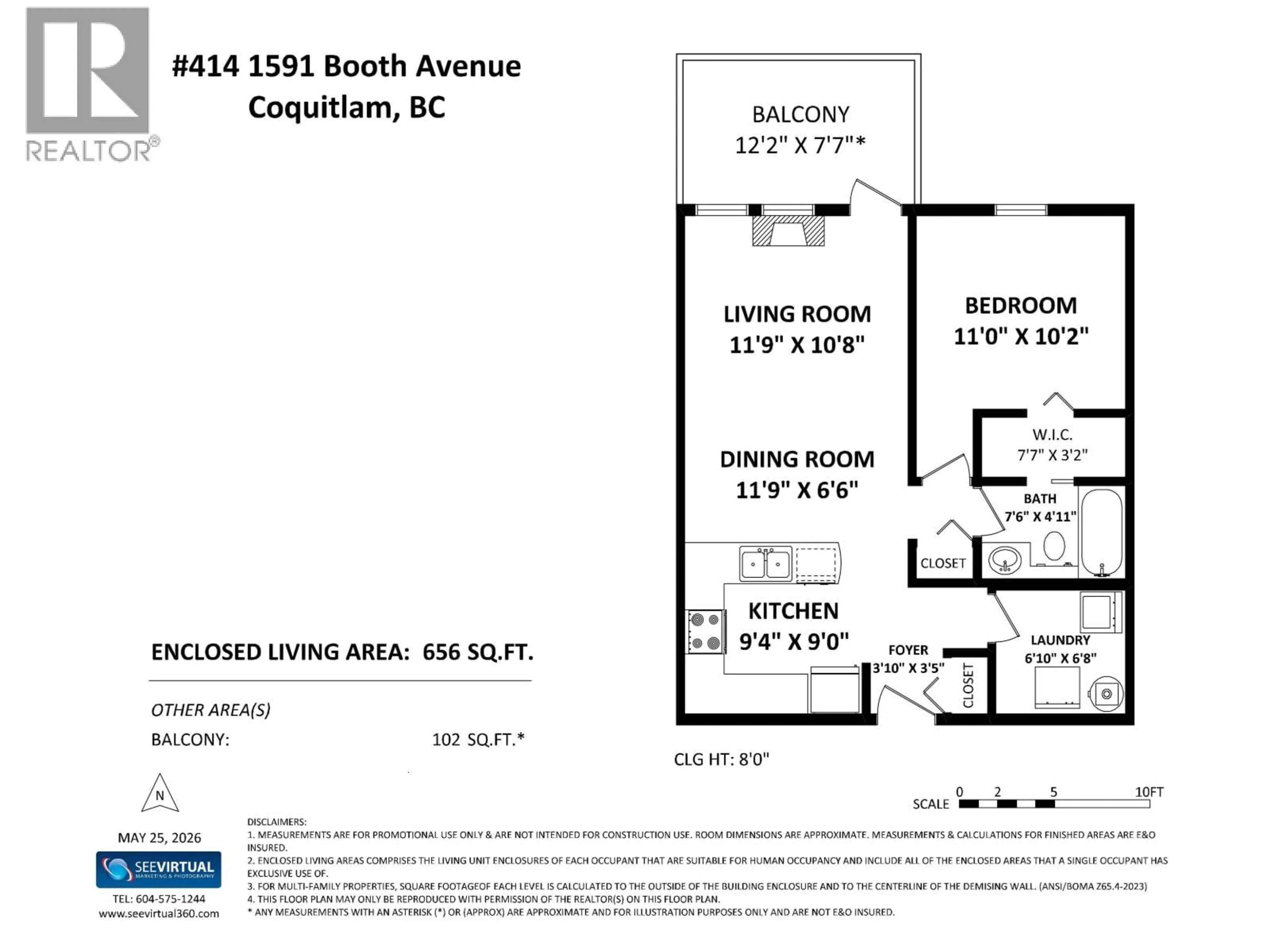Floor plan for 414 - 1591 BOOTH AVENUE, Coquitlam British Columbia V3K1B7