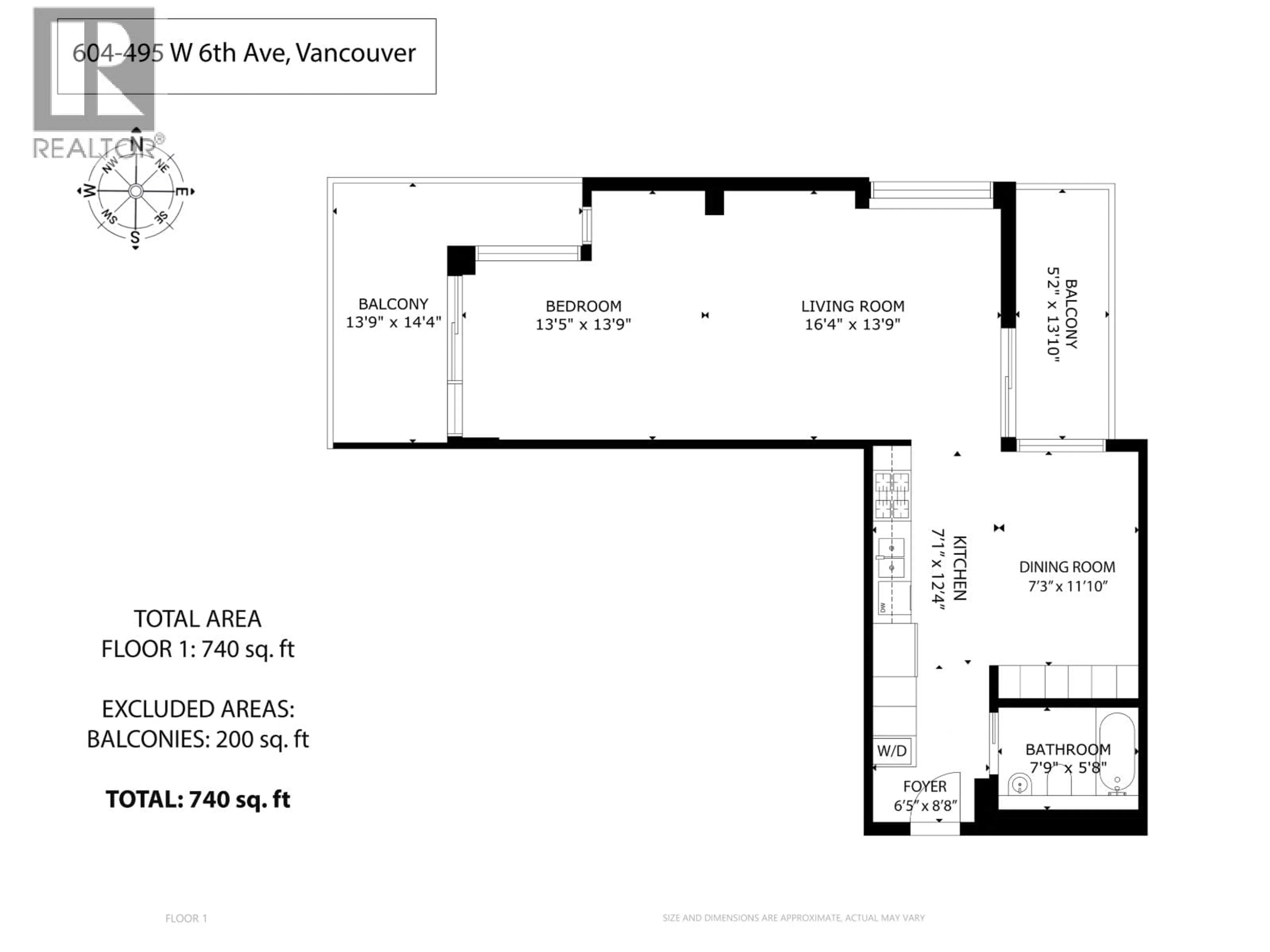 Floor plan for 604 - 495 6TH AVENUE, Vancouver British Columbia V5Y1L3