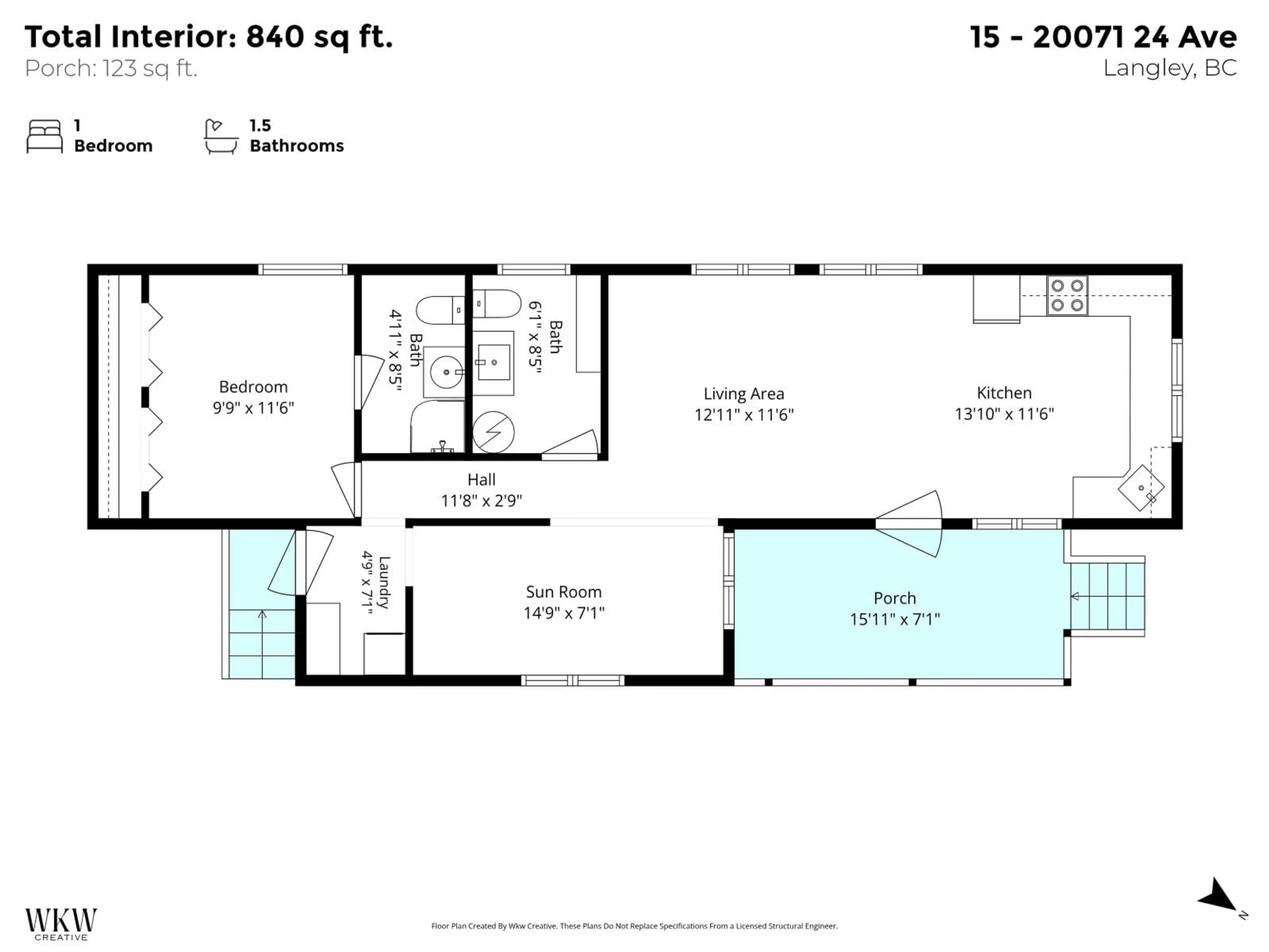 Floor plan for 15 - 20071 24 AVENUE, Langley British Columbia V2Z2A1
