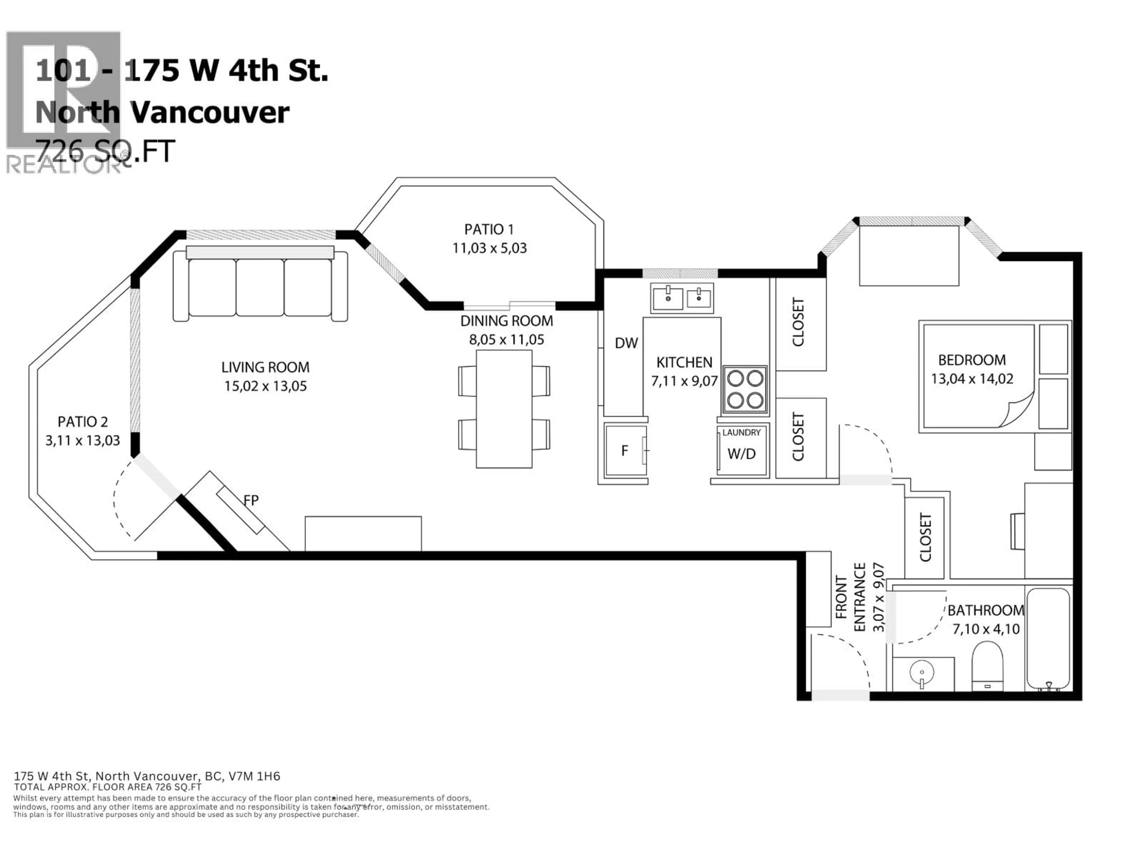 Floor plan for 101 - 175 4TH STREET, North Vancouver British Columbia V7M1H6