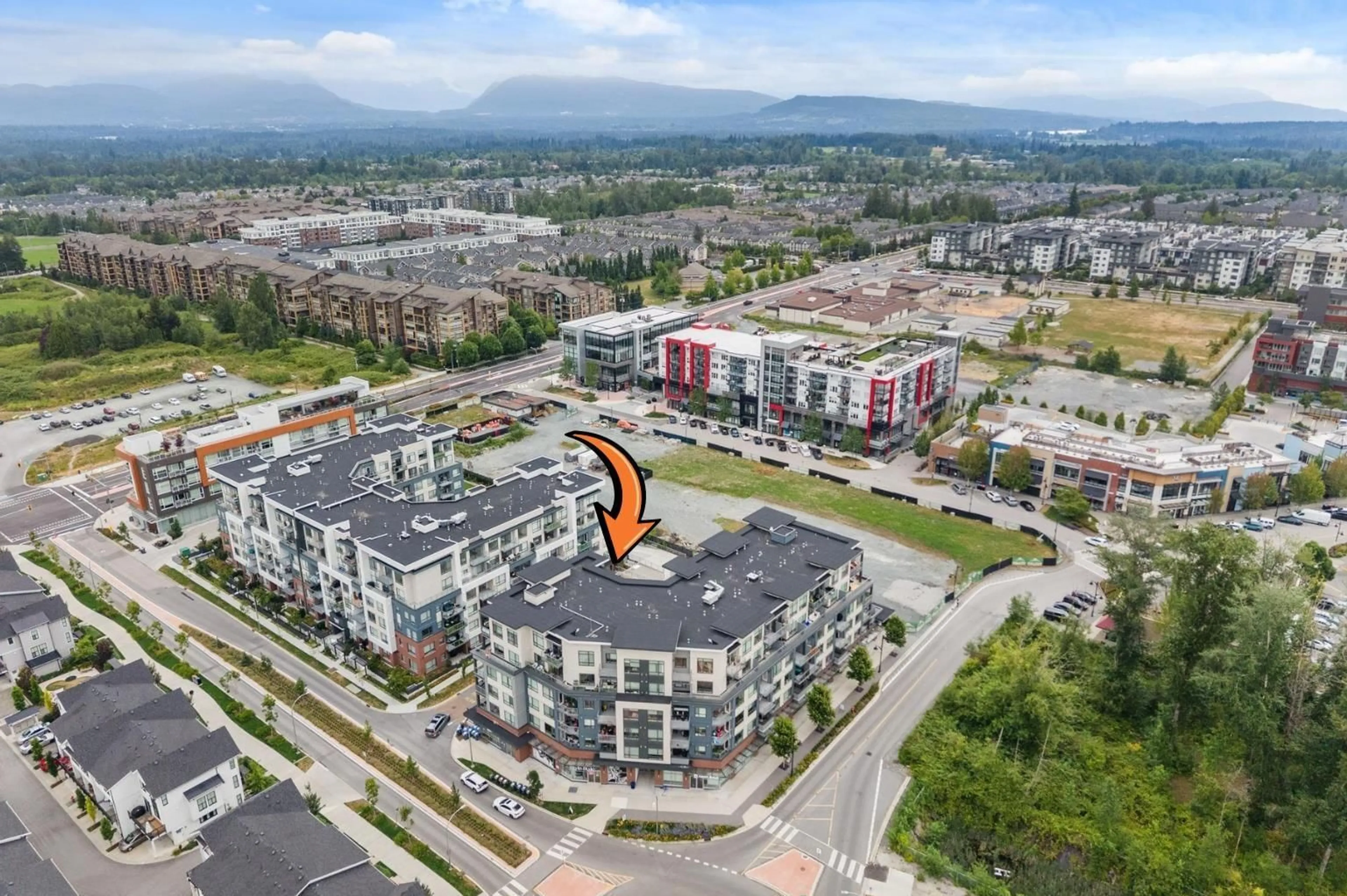 A pic from outside/outdoor area/front of a property/back of a property/a pic from drone, mountain view for 401 - 7920 206 STREET, Langley British Columbia V2Y3X1