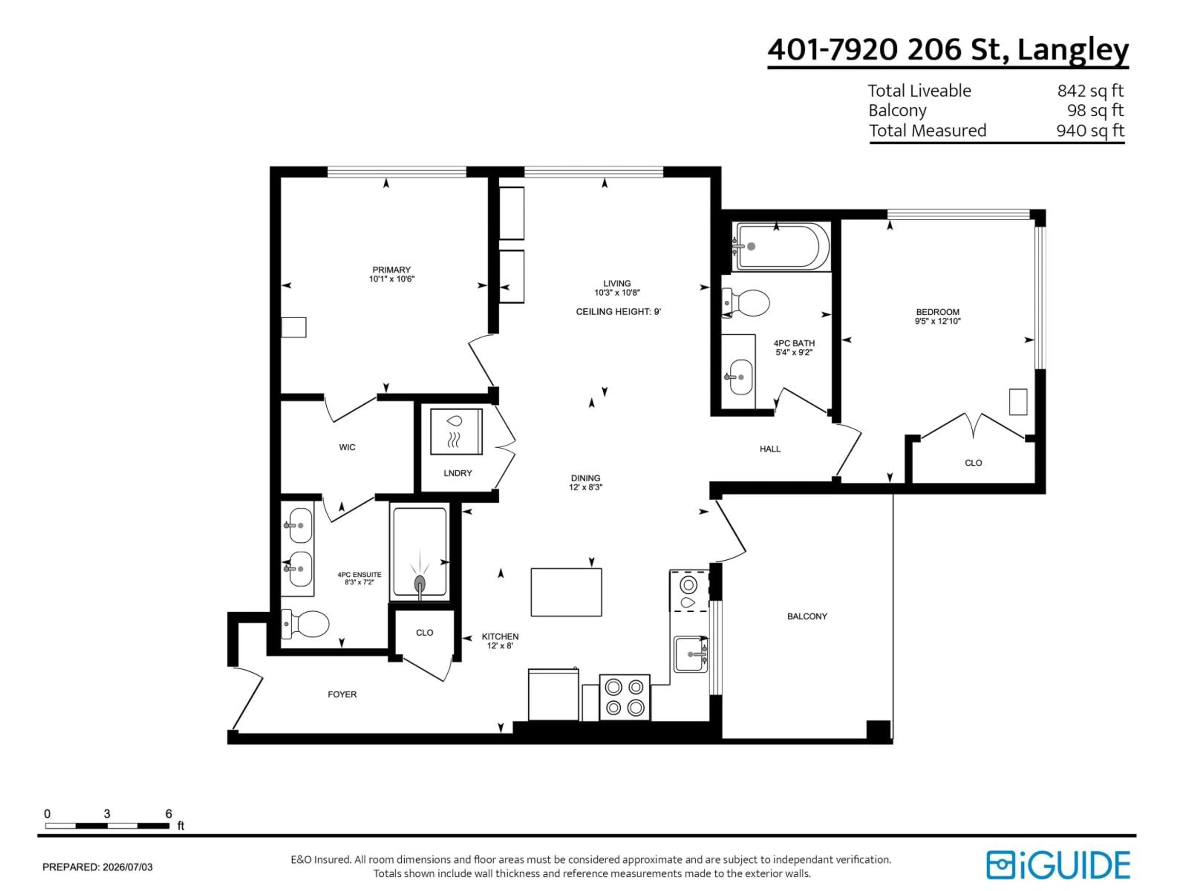 Floor plan for 401 - 7920 206 STREET, Langley British Columbia V2Y3X1