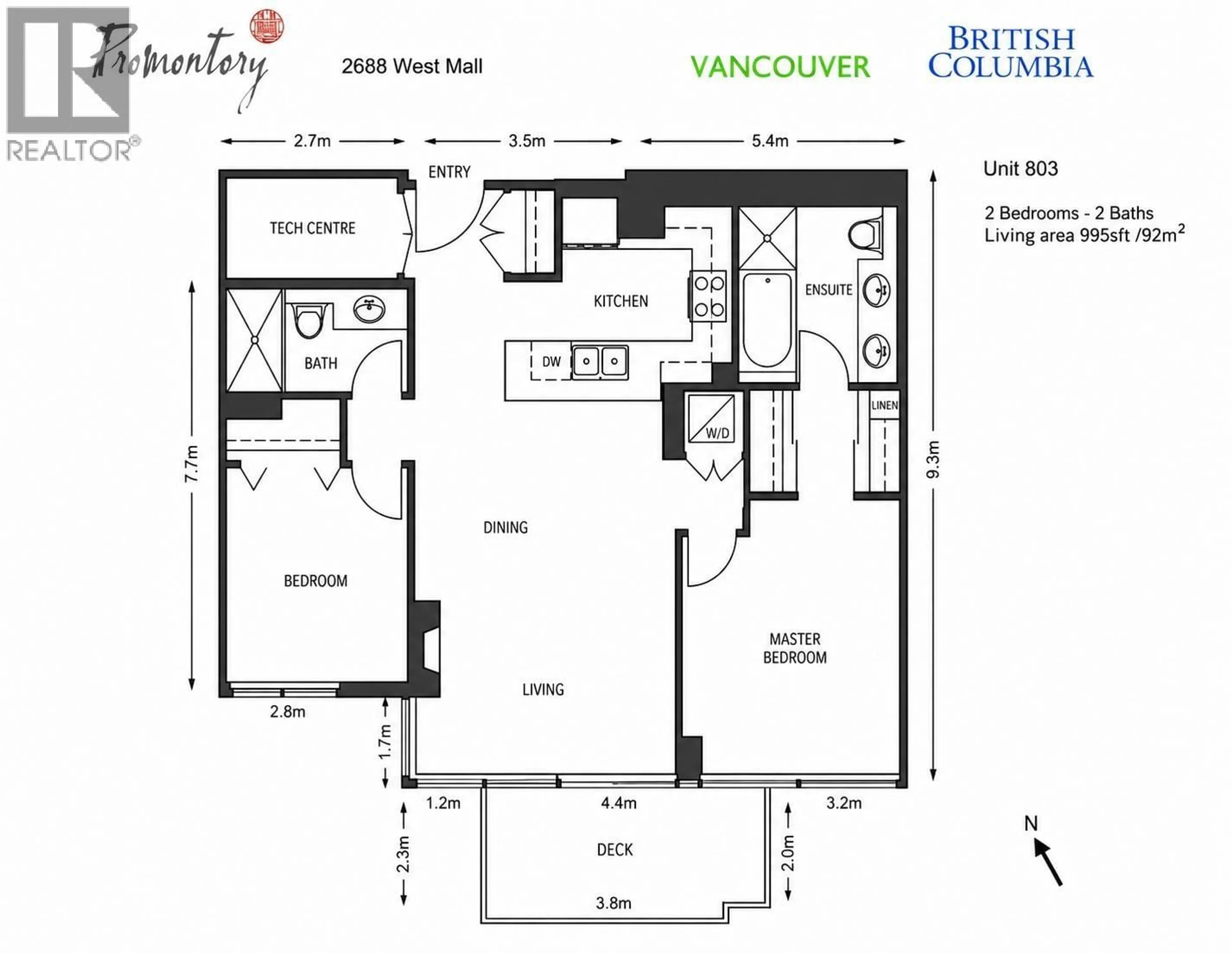 Floor plan for 803 - 2688 MALL, Vancouver British Columbia V6T2J8