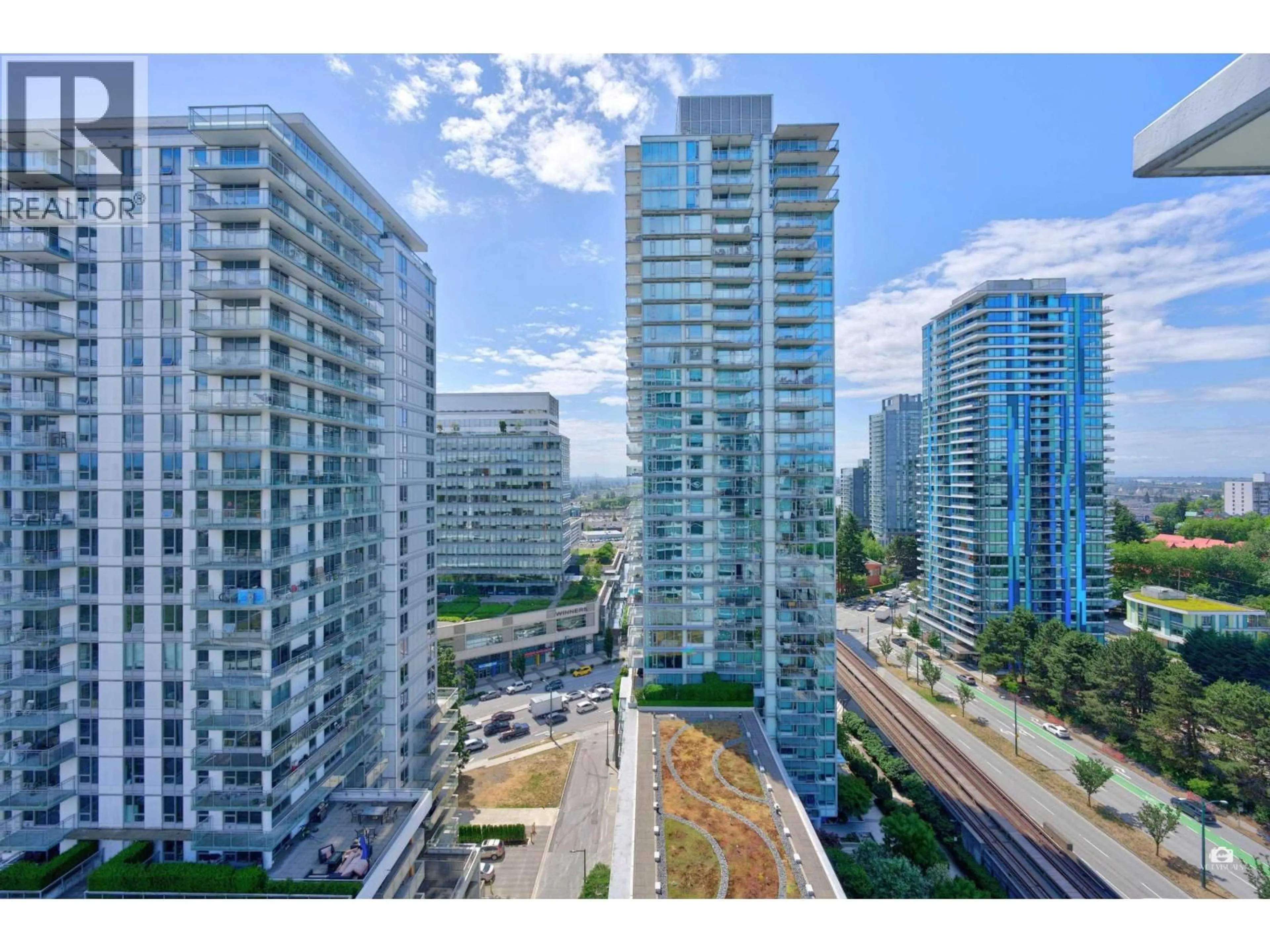 A pic from outside/outdoor area/front of a property/back of a property/a pic from drone, city buildings view from balcony for 1706 - 8031 NUNAVUT LANE, Vancouver British Columbia V5X0C9