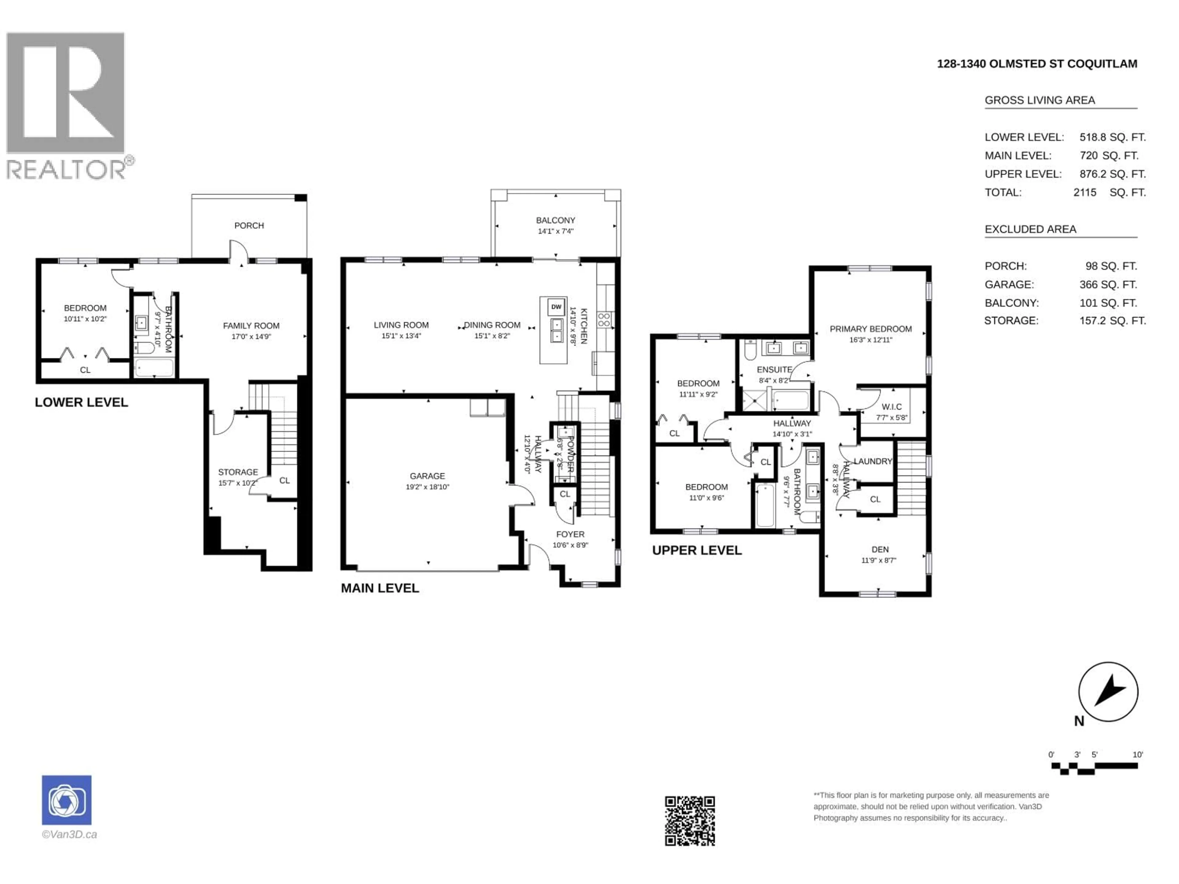Floor plan for 128 - 1340 OLMSTED STREET, Coquitlam British Columbia V3E0T2