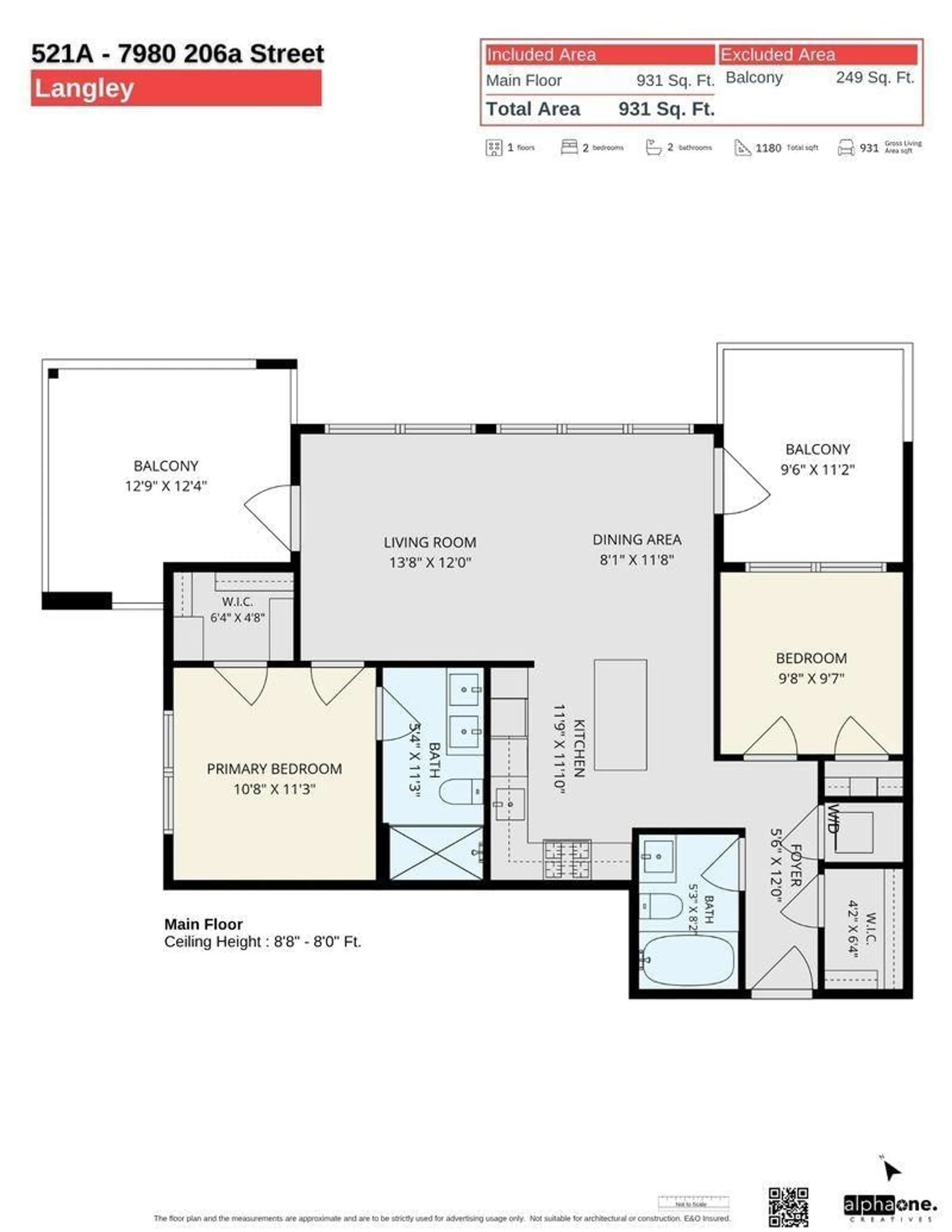 Floor plan for A521 - 7980 206A STREET, Langley British Columbia V2Y3Z8