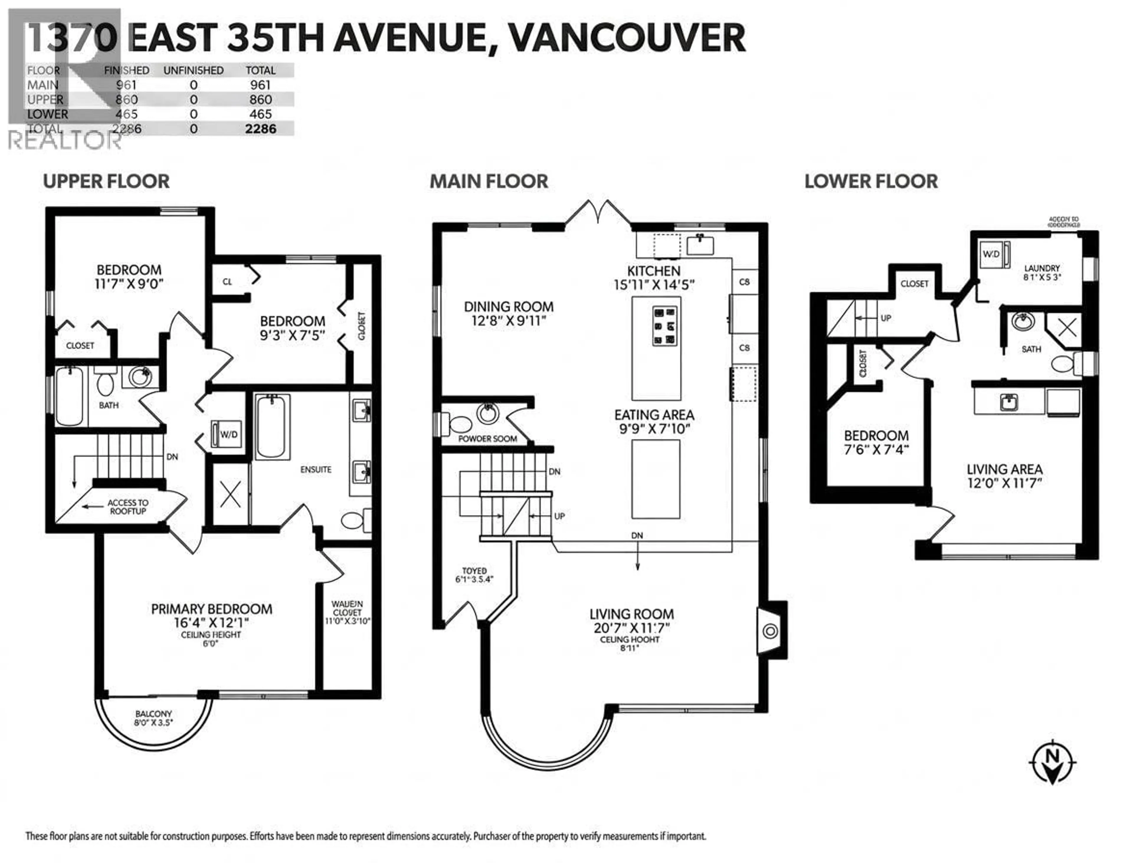 Floor plan for 1370 35TH AVENUE, Vancouver British Columbia V5W1C1