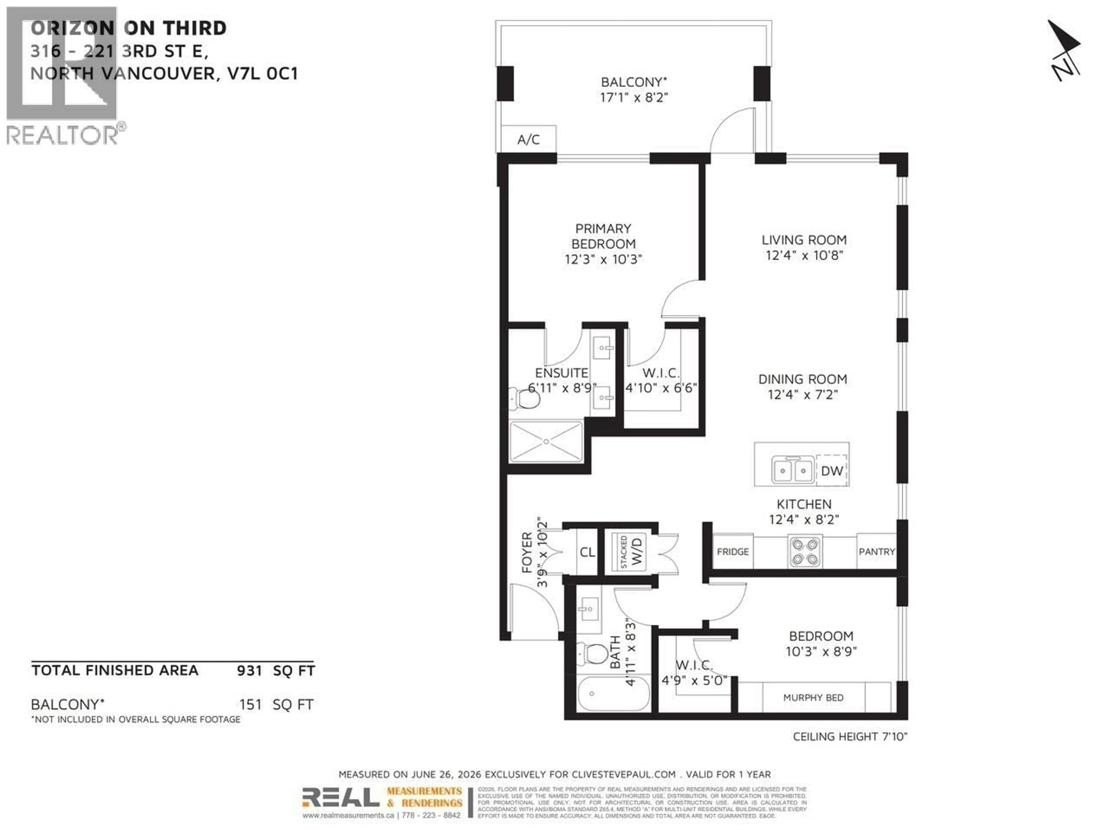 Floor plan for 316 - 221 3RD STREET, North Vancouver British Columbia V7L0C1