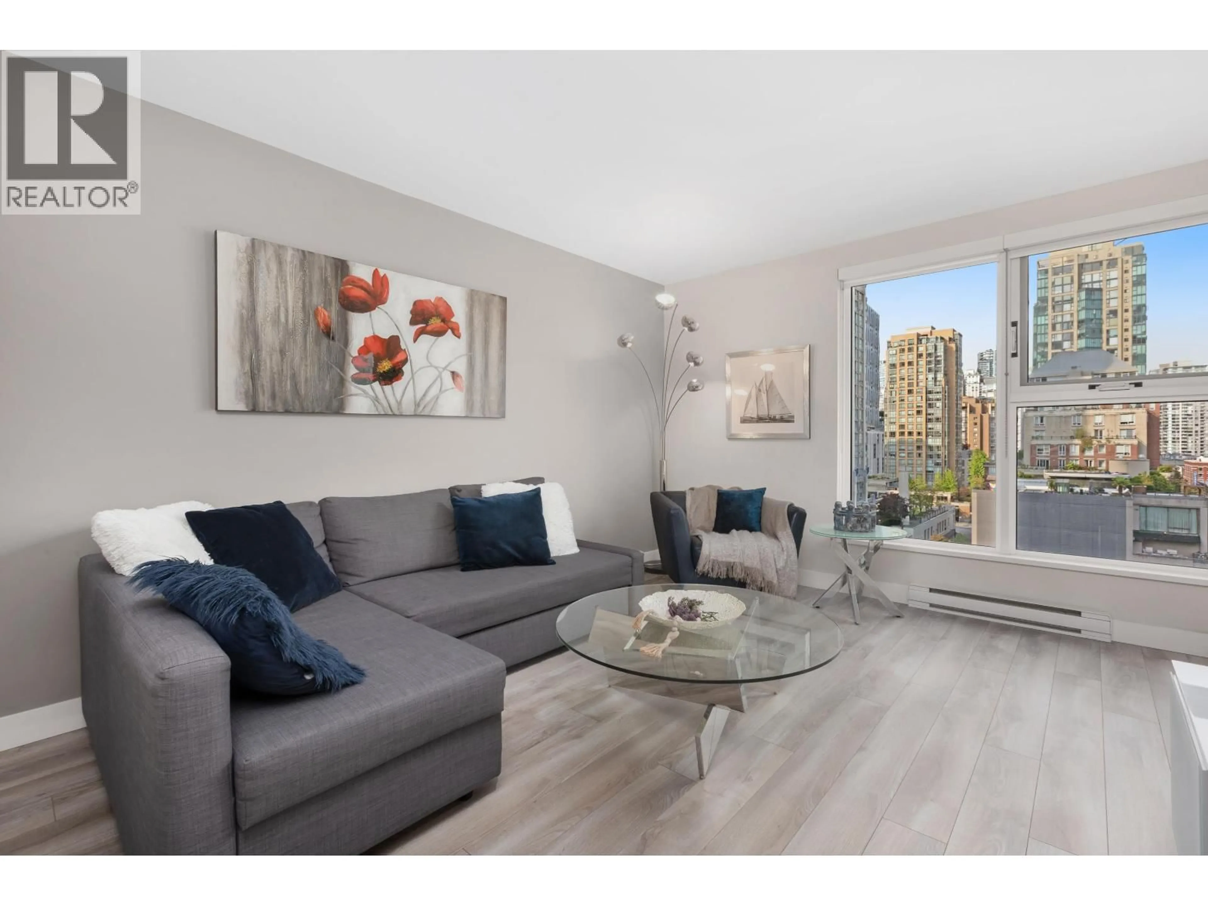 Living room with furniture, wood/laminate floor for 1102 - 1323 HOMER STREET, Vancouver British Columbia V6B5M9
