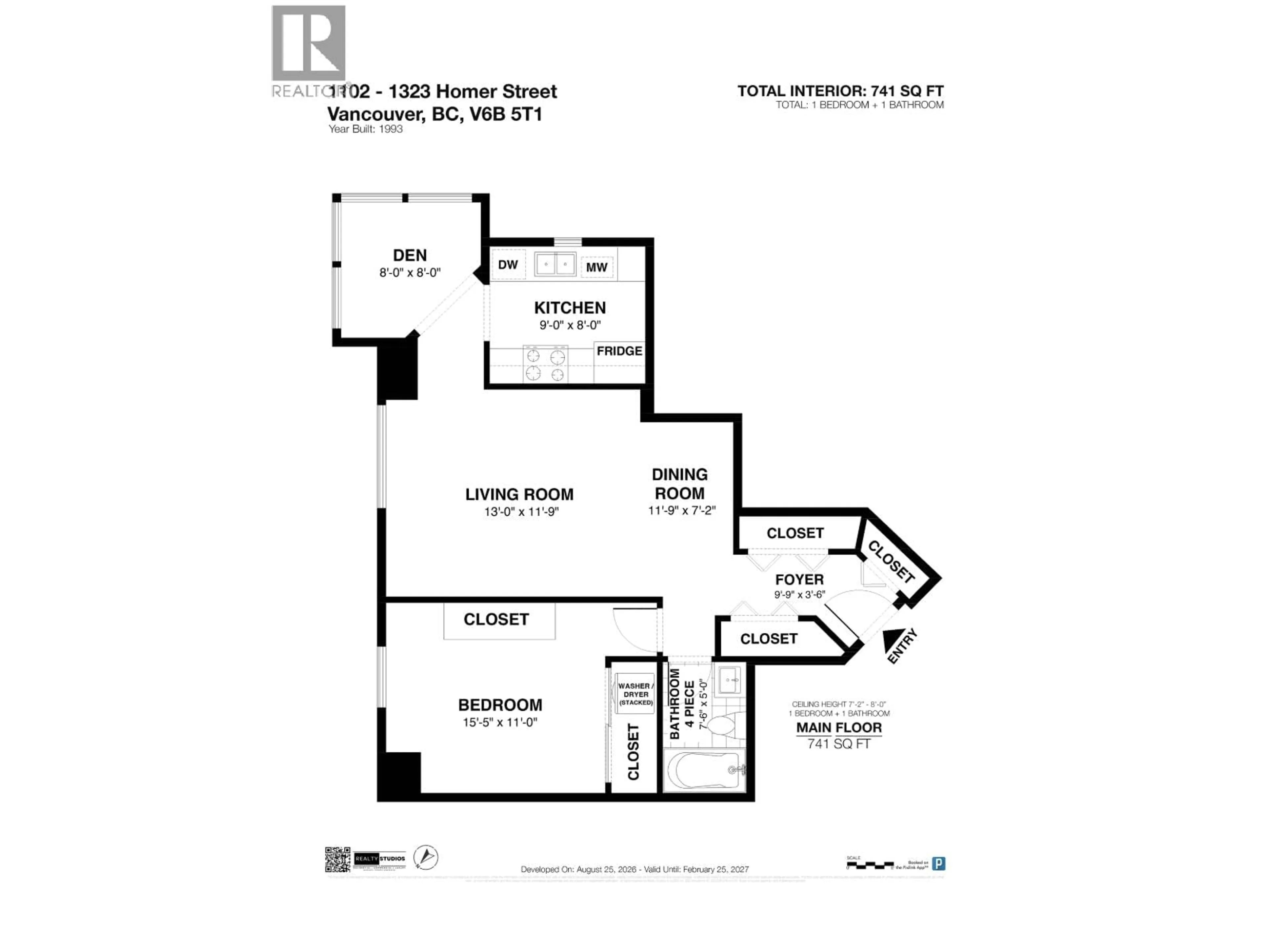 Floor plan for 1102 - 1323 HOMER STREET, Vancouver British Columbia V6B5M9