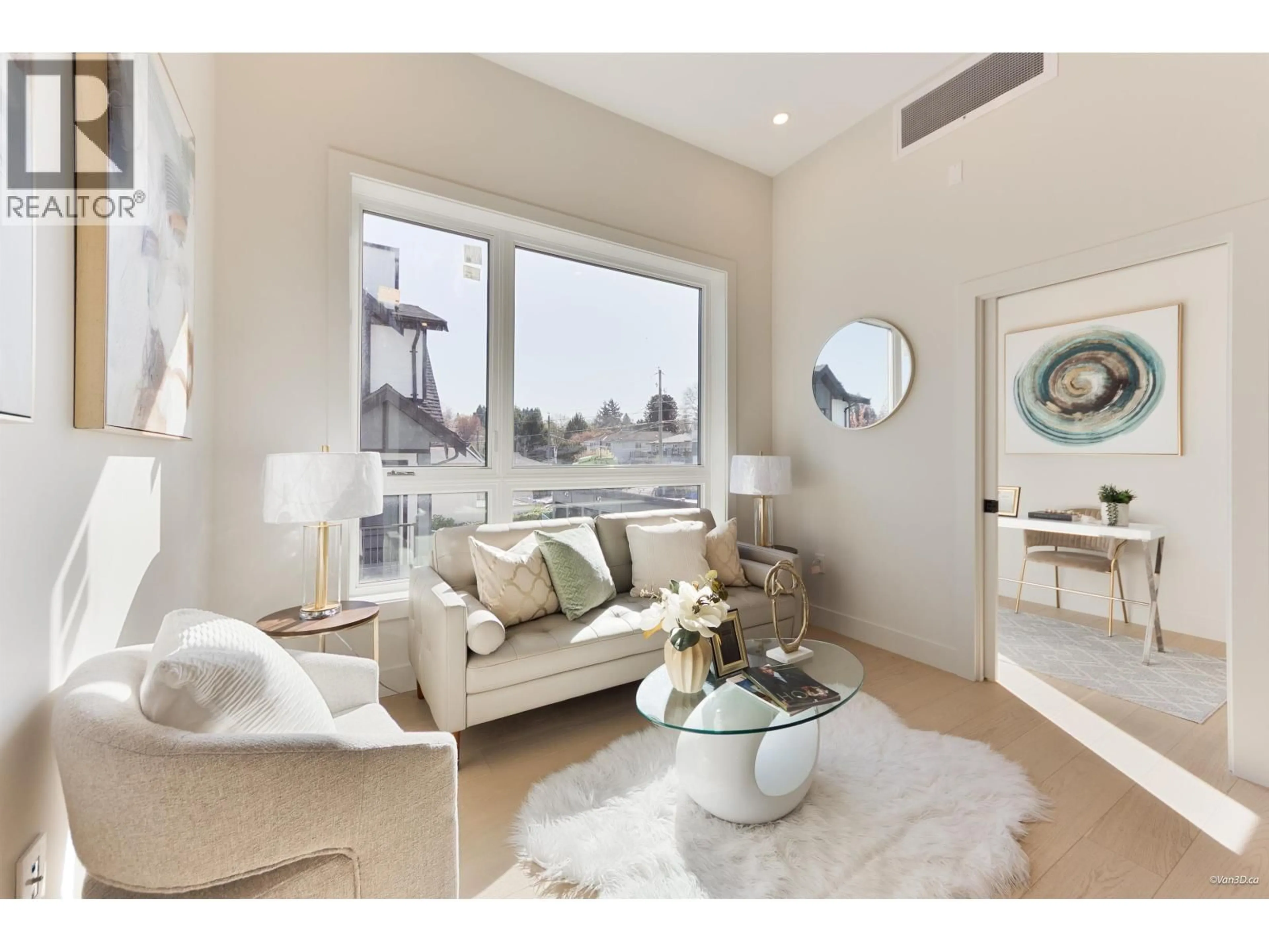 Living room with furniture, wood/laminate floor for 3420 KNIGHT STREET, Vancouver British Columbia V1V1V1