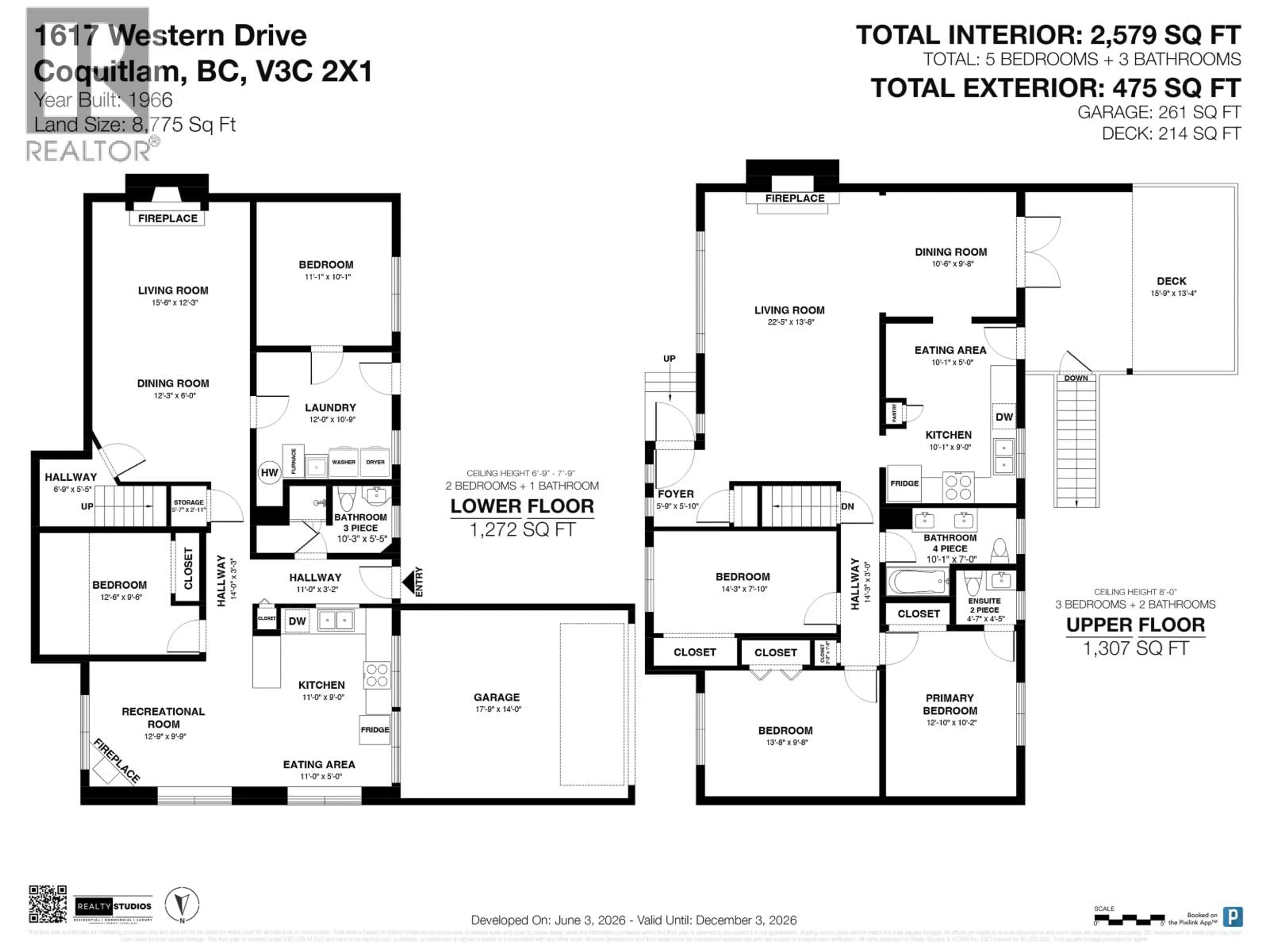 Floor plan for 1617 WESTERN DRIVE, Port Coquitlam British Columbia V3C2X1