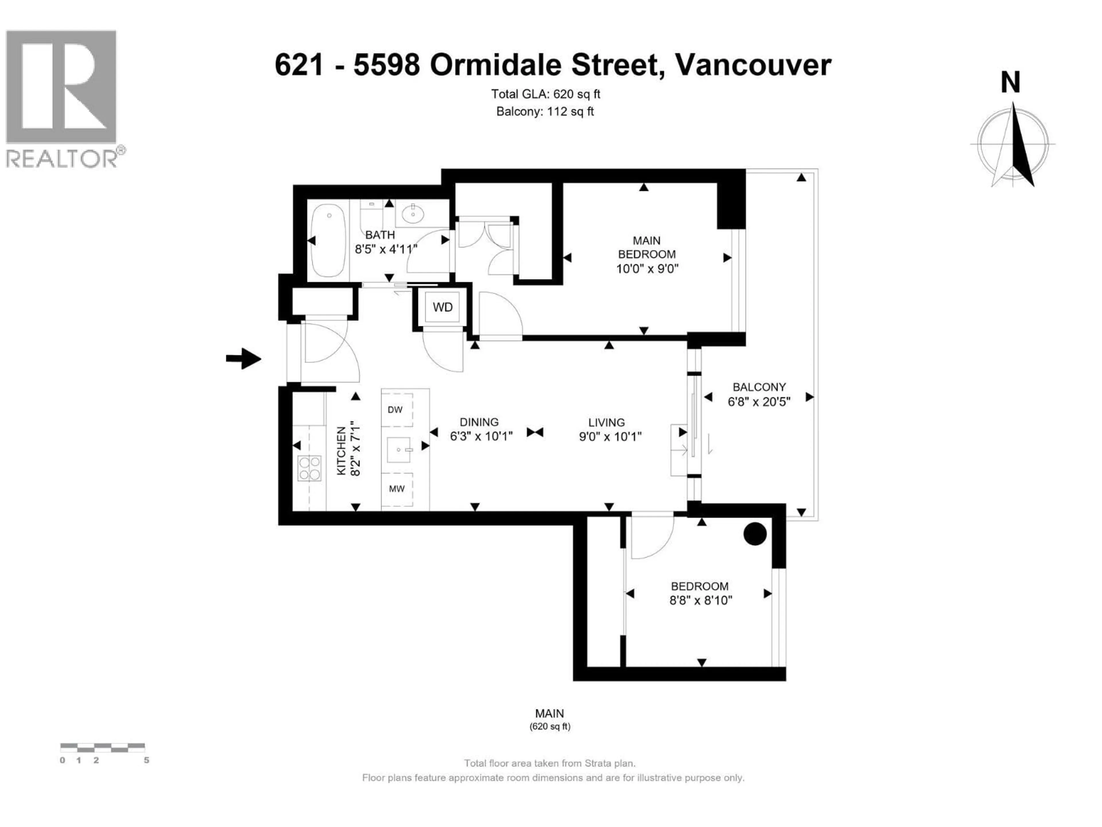 Floor plan for 621 - 5598 ORMIDALE STREET, Vancouver British Columbia V5R0E5