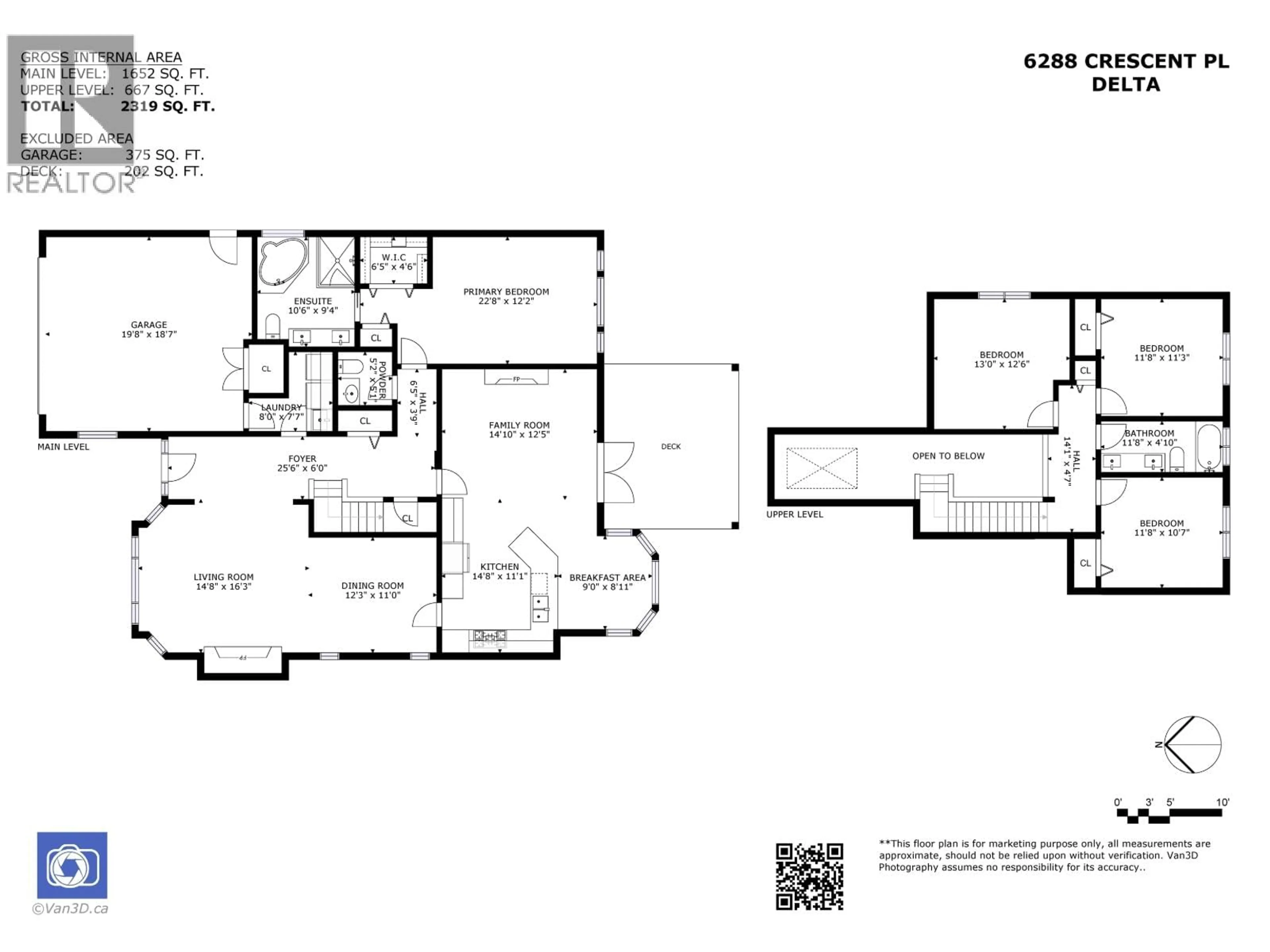 Floor plan for 6288 CRESCENT PLACE, Delta British Columbia V4K4V2