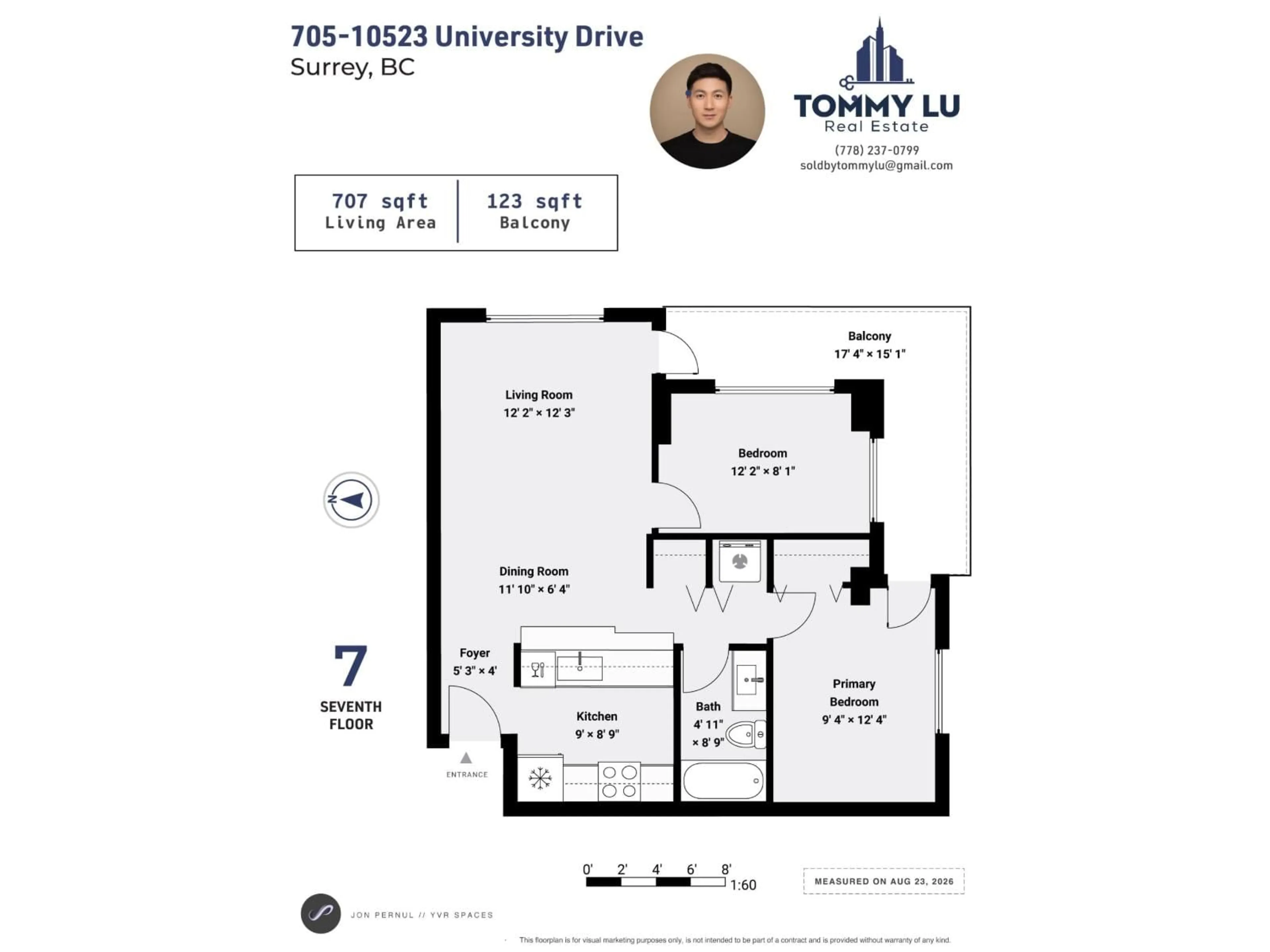 Floor plan for 705 - 10523 UNIVERSITY DRIVE, Surrey British Columbia V3T5T8