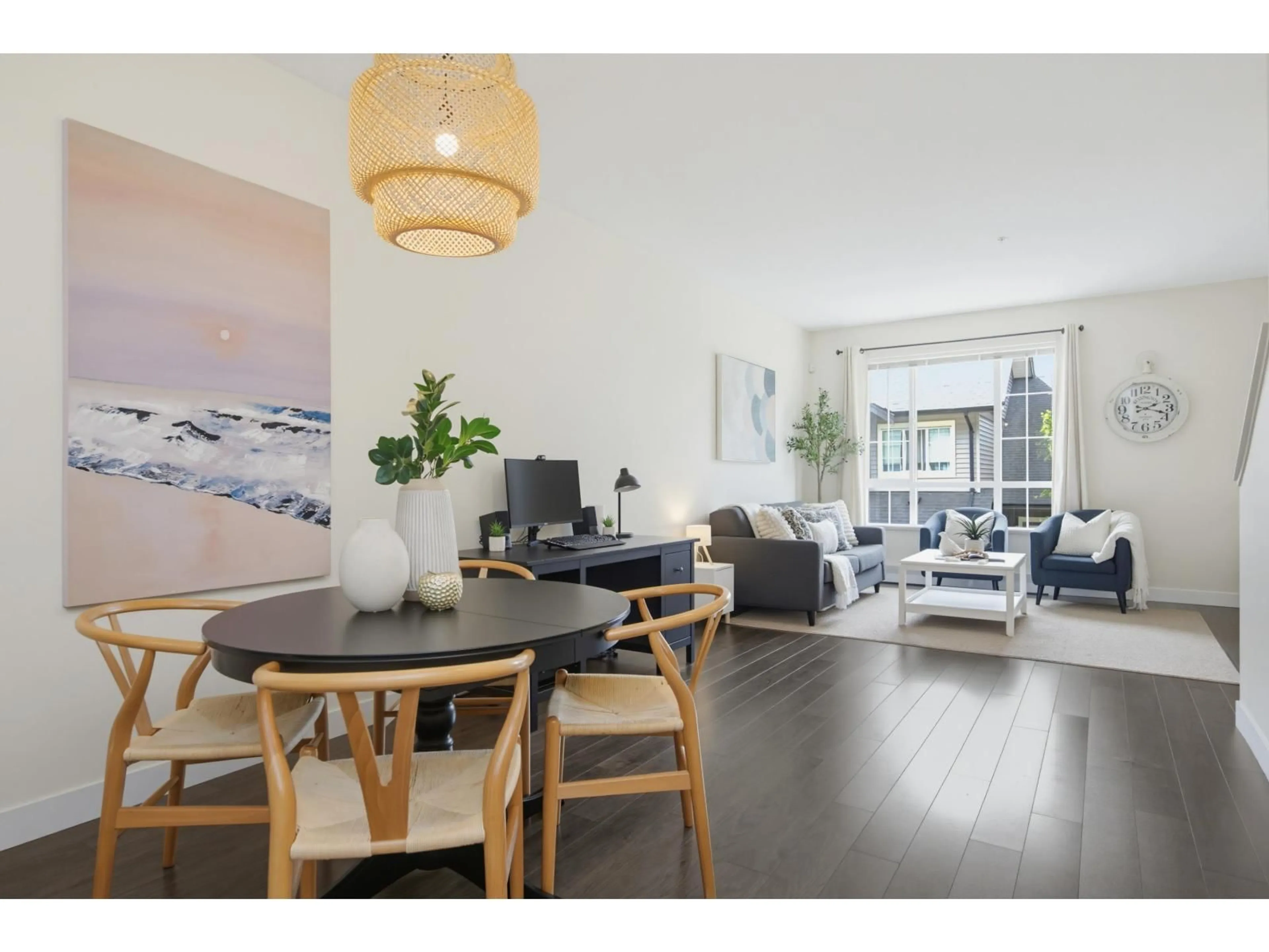 Living room with furniture, wood/laminate floor for 51 - 4967 220 STREET, Langley British Columbia V3A0G3