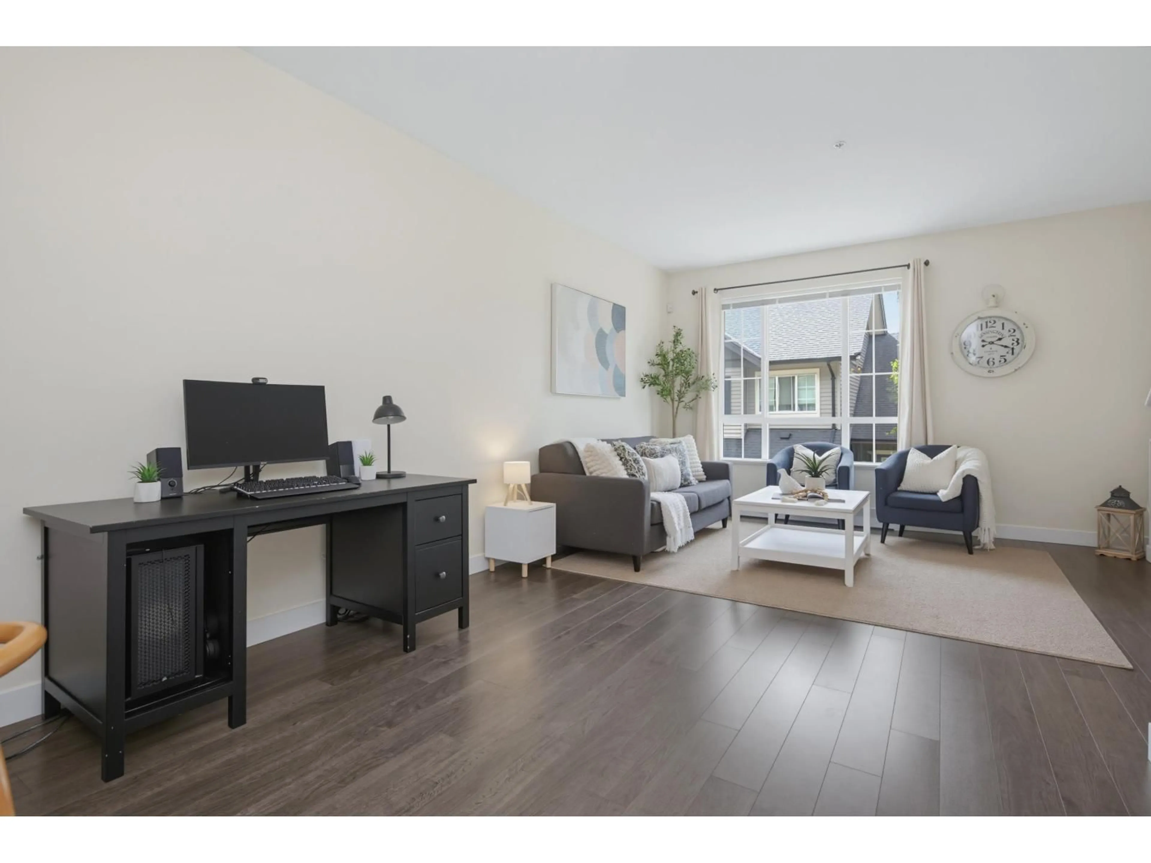 Living room with furniture, wood/laminate floor for 51 - 4967 220 STREET, Langley British Columbia V3A0G3