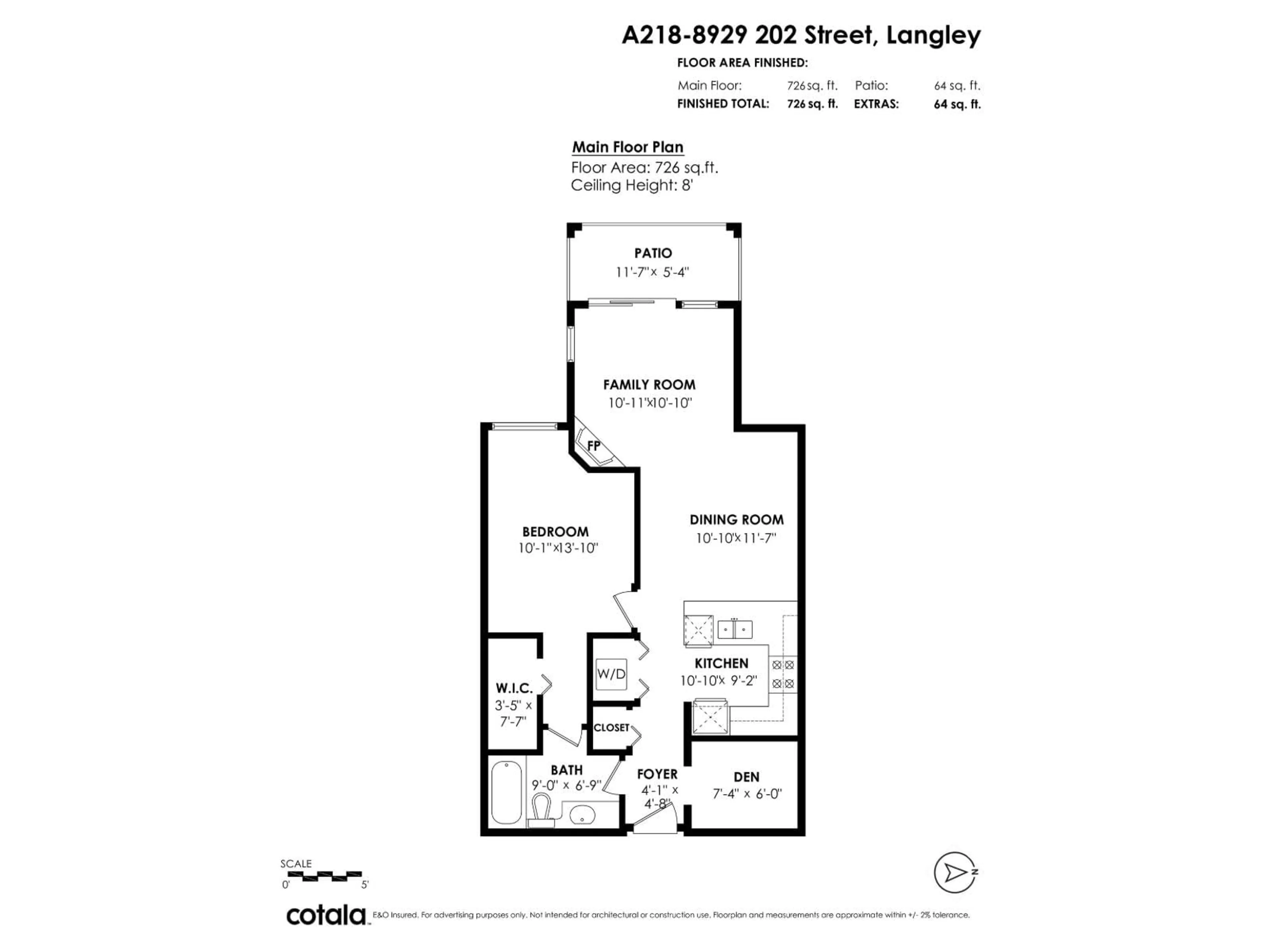 Floor plan for A218 - 8929 202 STREET, Langley British Columbia V1M0B4