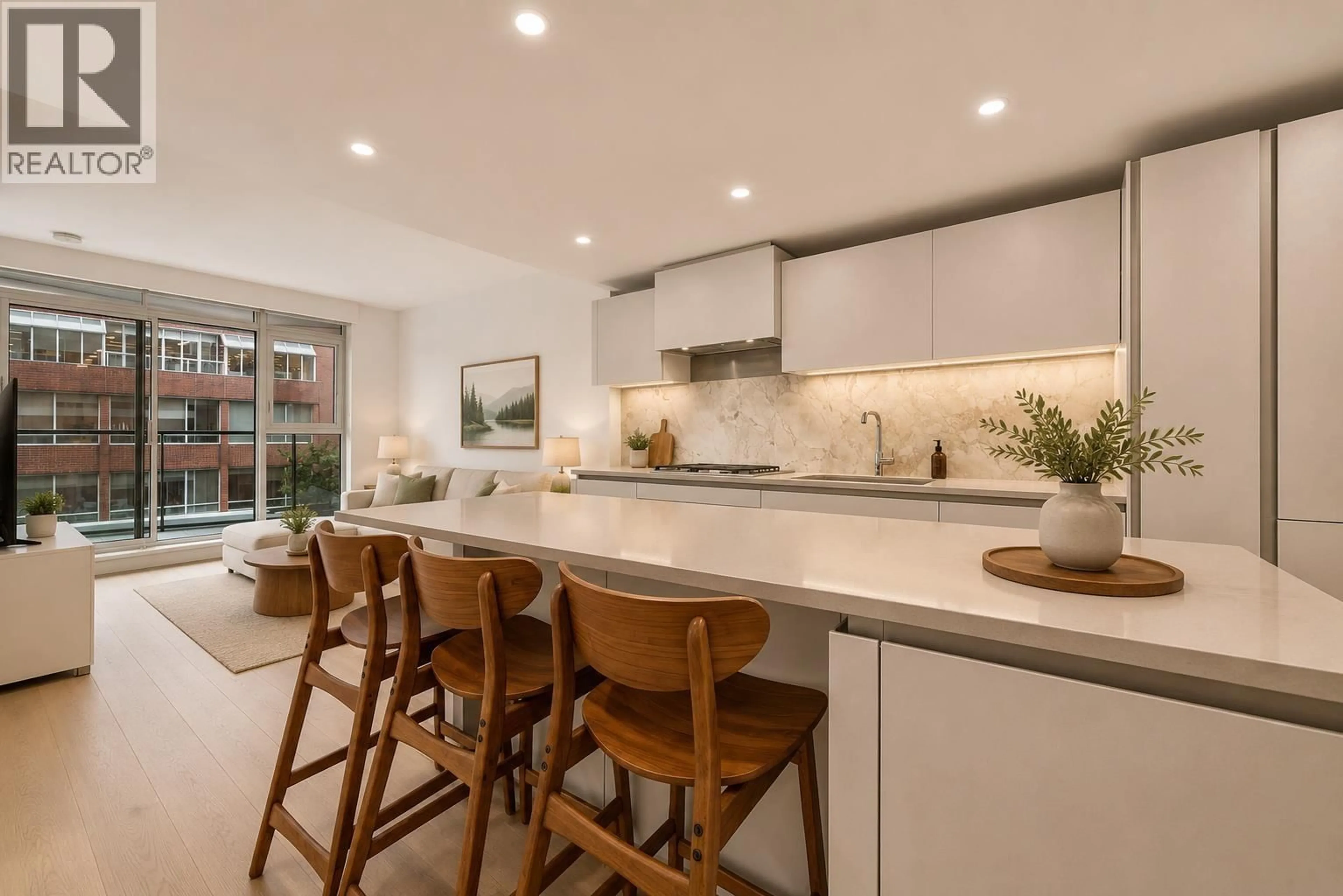 Contemporary kitchen, ceramic/tile floor for 605 - 889 PACIFIC STREET, Vancouver British Columbia V6Z1C3