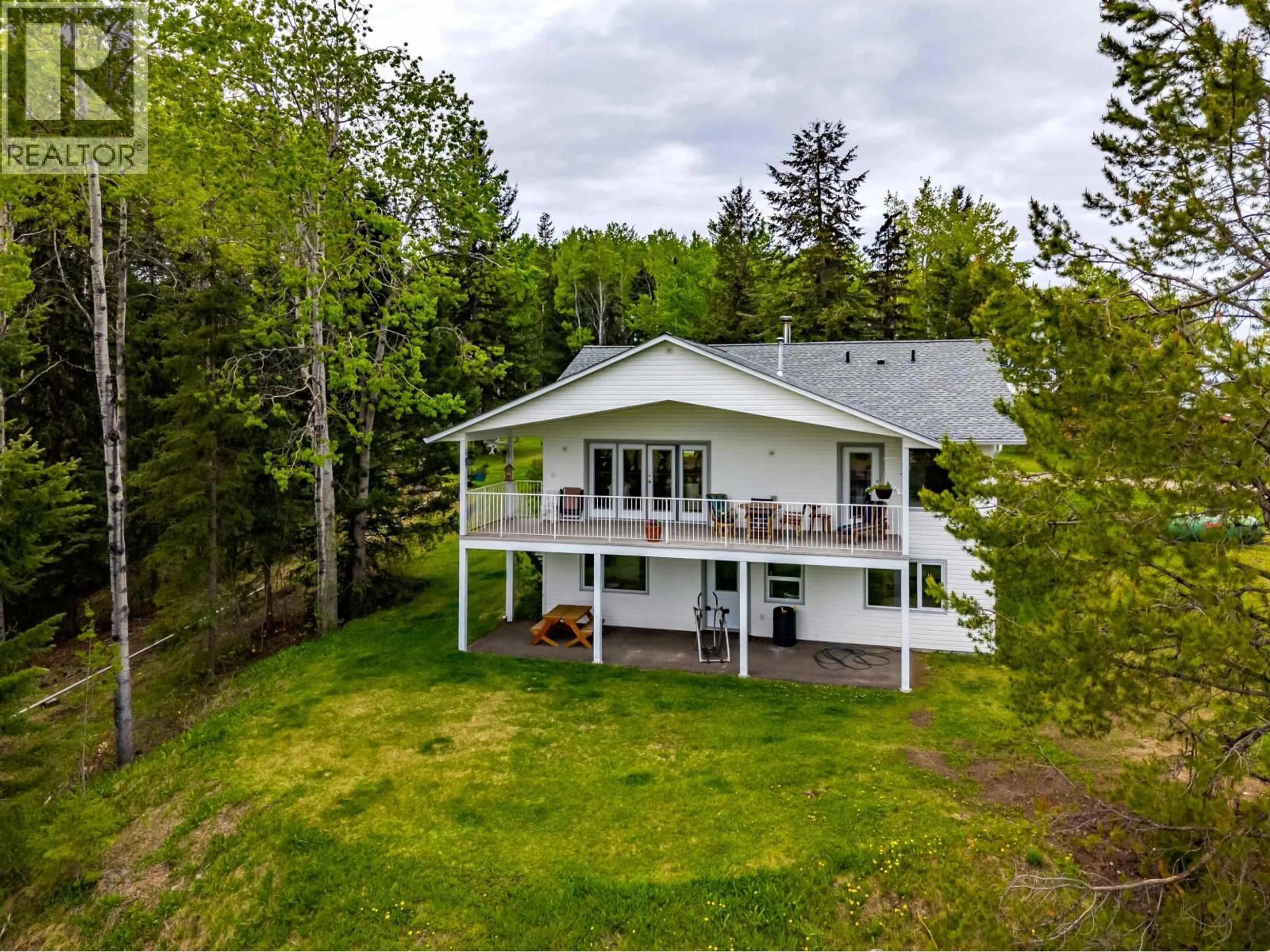 A pic from outside/outdoor area/front of a property/back of a property/a pic from drone, water/lake/river/ocean view for 7497 LITTLE FORT 24 HIGHWAY, Bridge Lake British Columbia V0K1X2