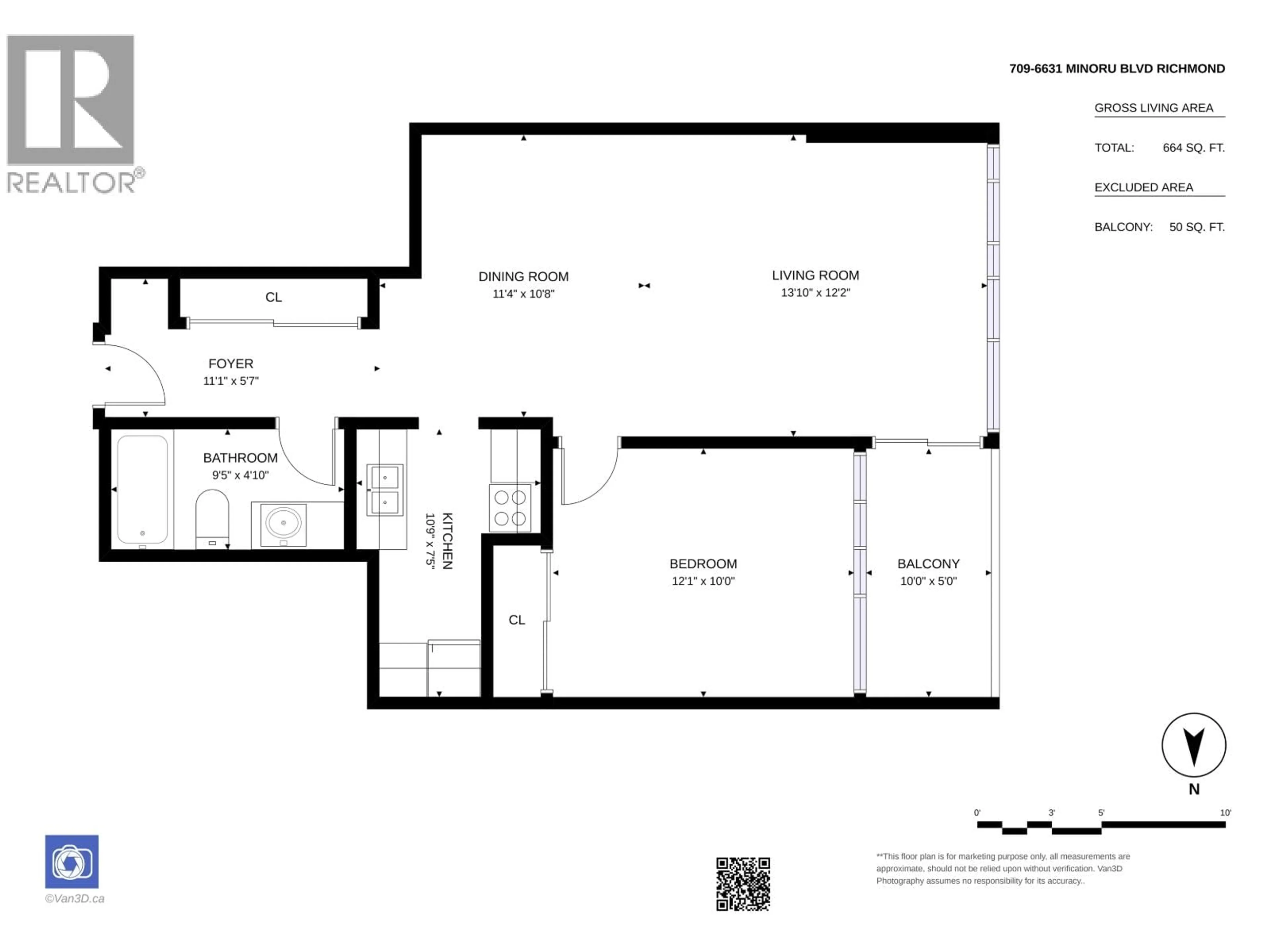 Floor plan for 709 - 6631 MINORU BOULEVARD, Richmond British Columbia V6Y1Z1