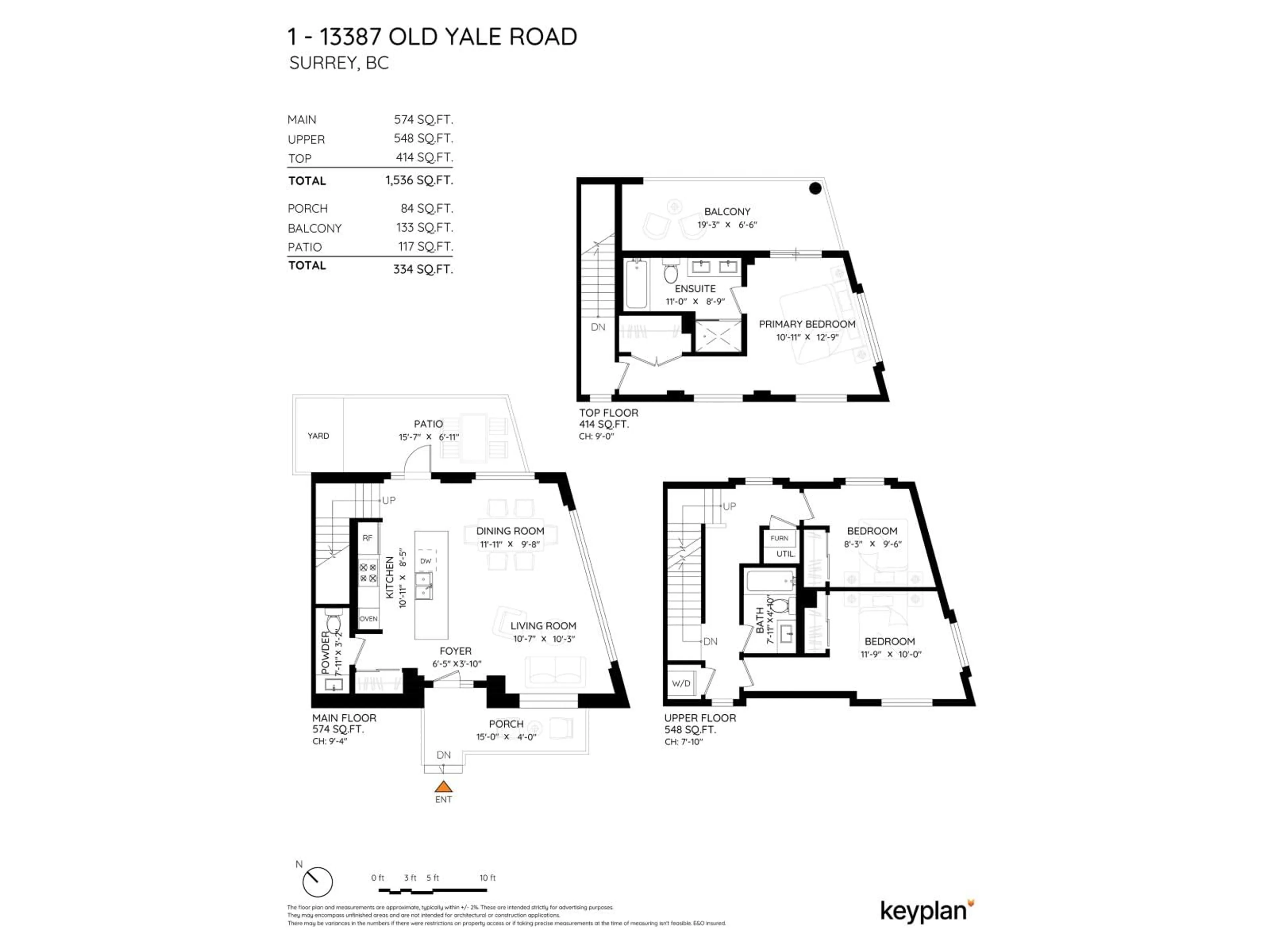 Floor plan for TH1 - 13387 OLD YALE RD ROAD, Surrey British Columbia V3T0V6