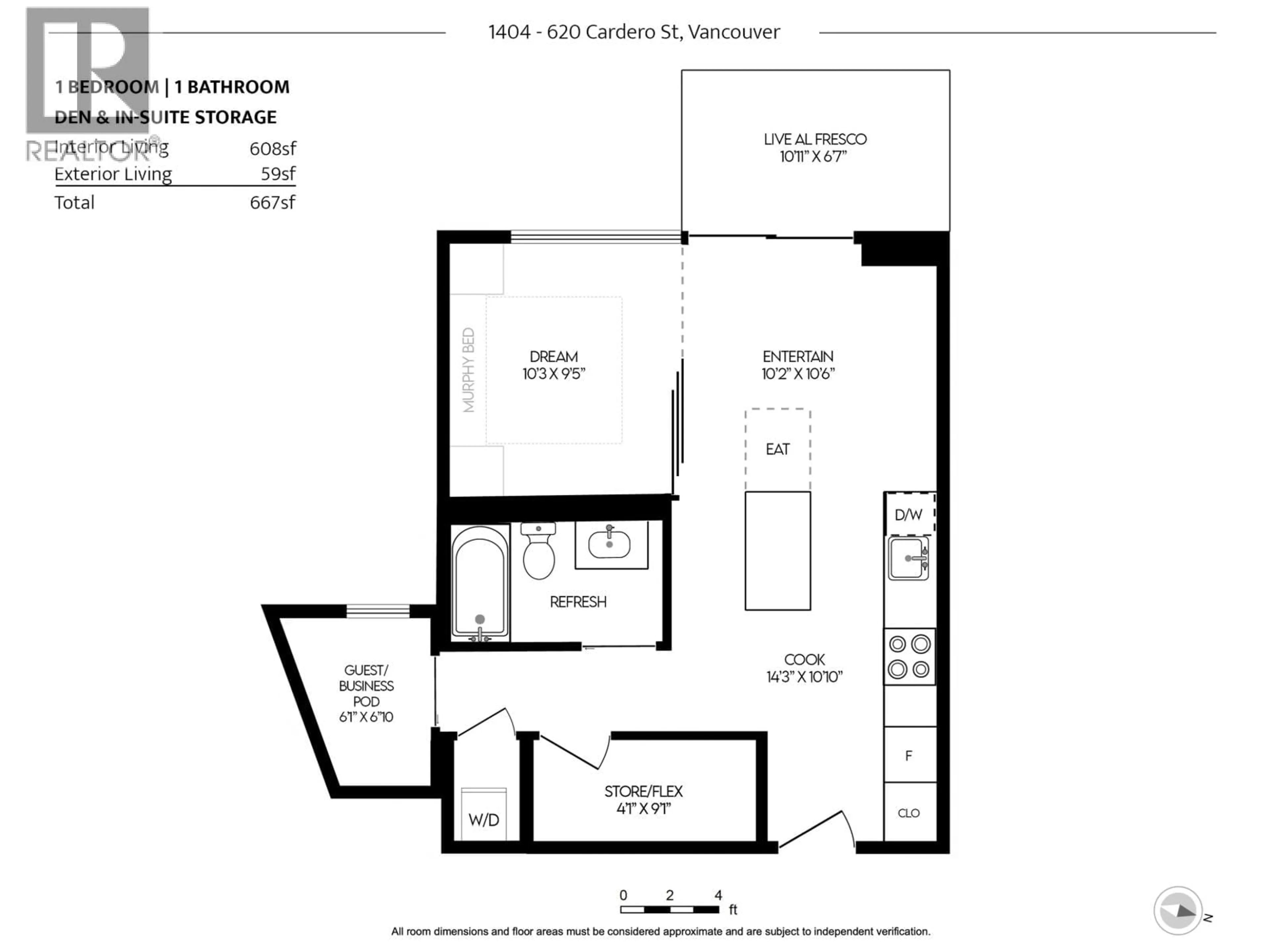 Floor plan for 1404 - 620 CARDERO STREET, Vancouver British Columbia V6G0C7