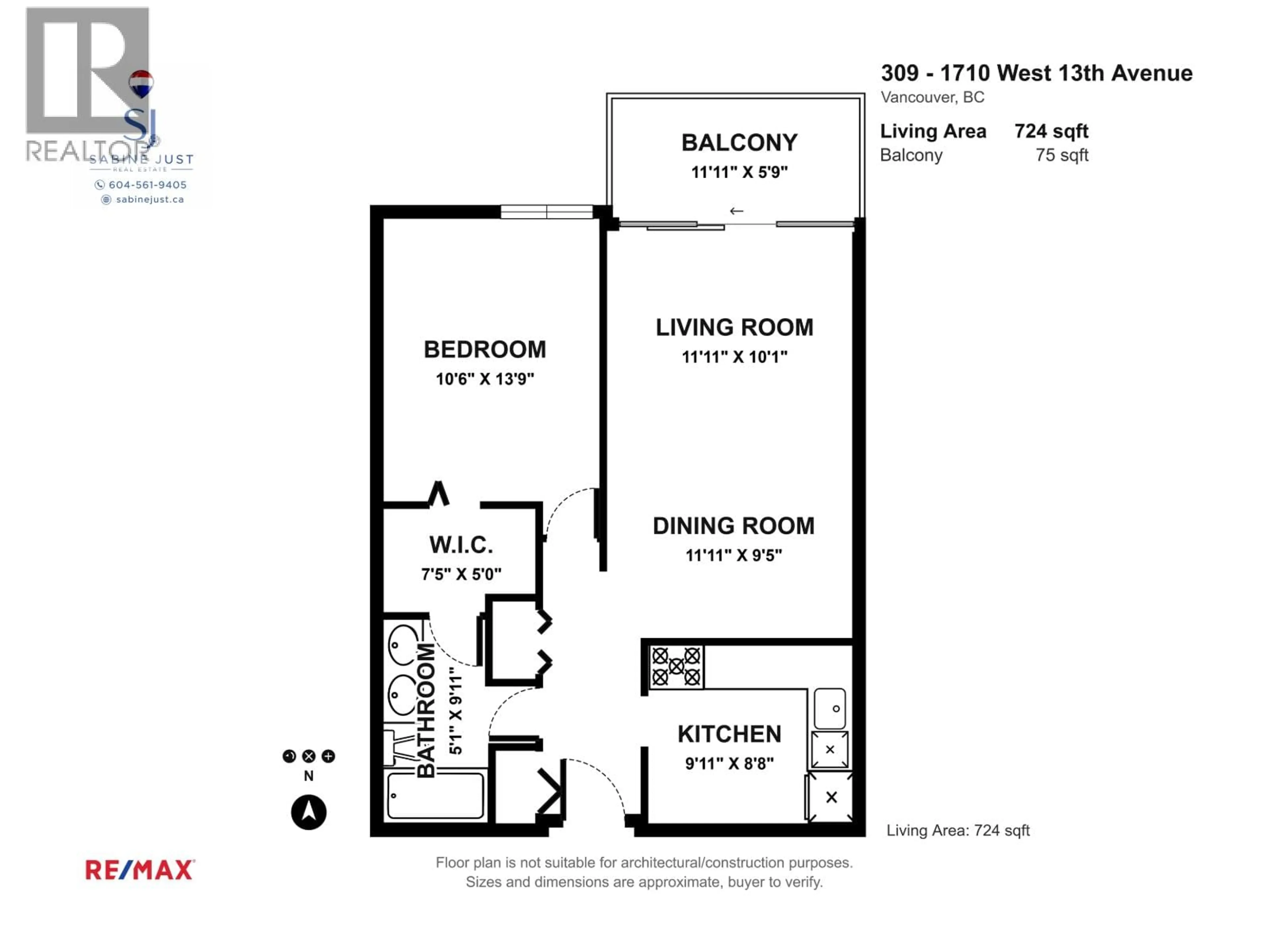 Floor plan for 309 - 1710 13TH AVENUE, Vancouver British Columbia V6J2H1