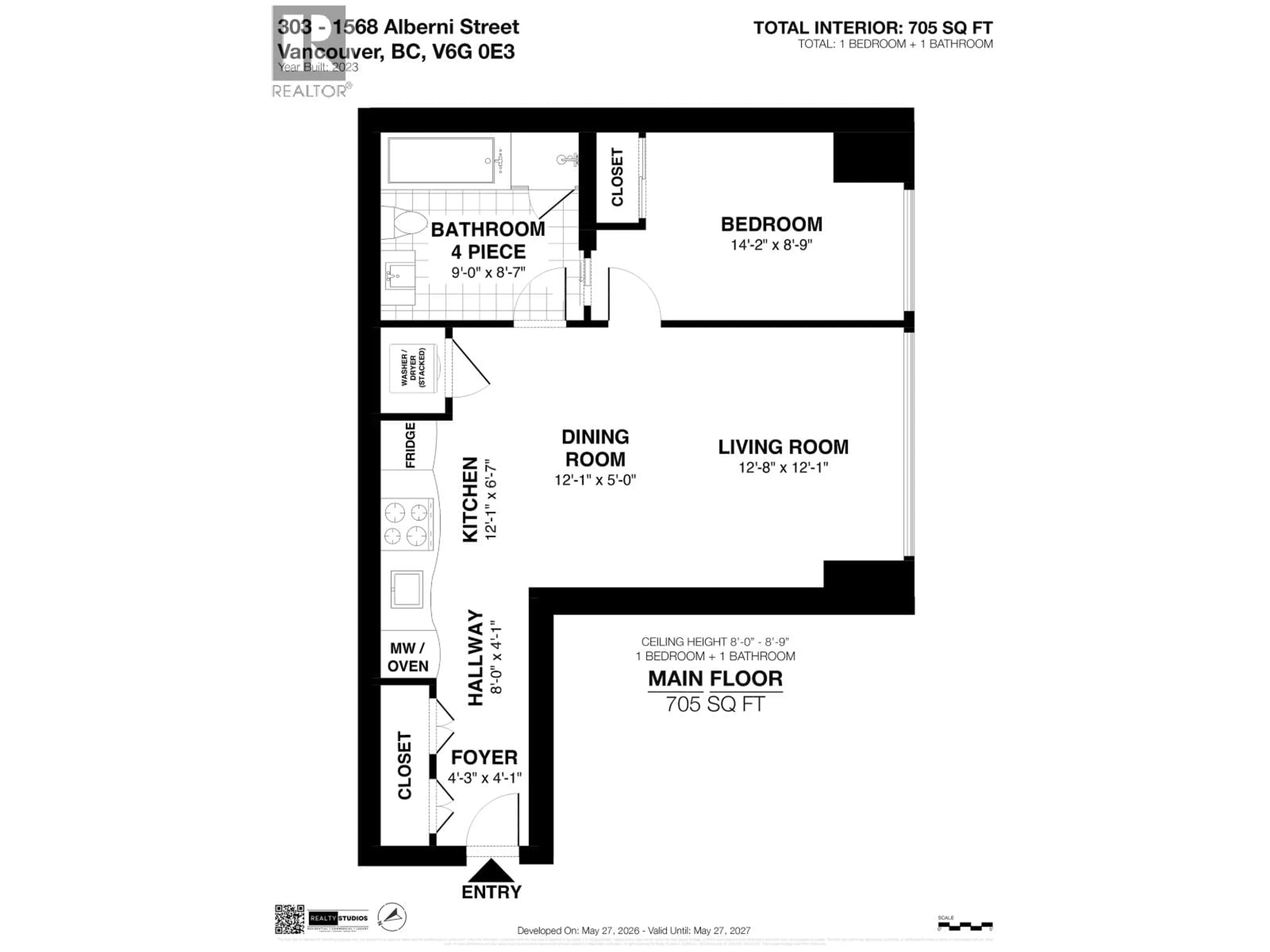 Floor plan for 303 - 1568 ALBERNI STREET, Vancouver British Columbia V6G0E3