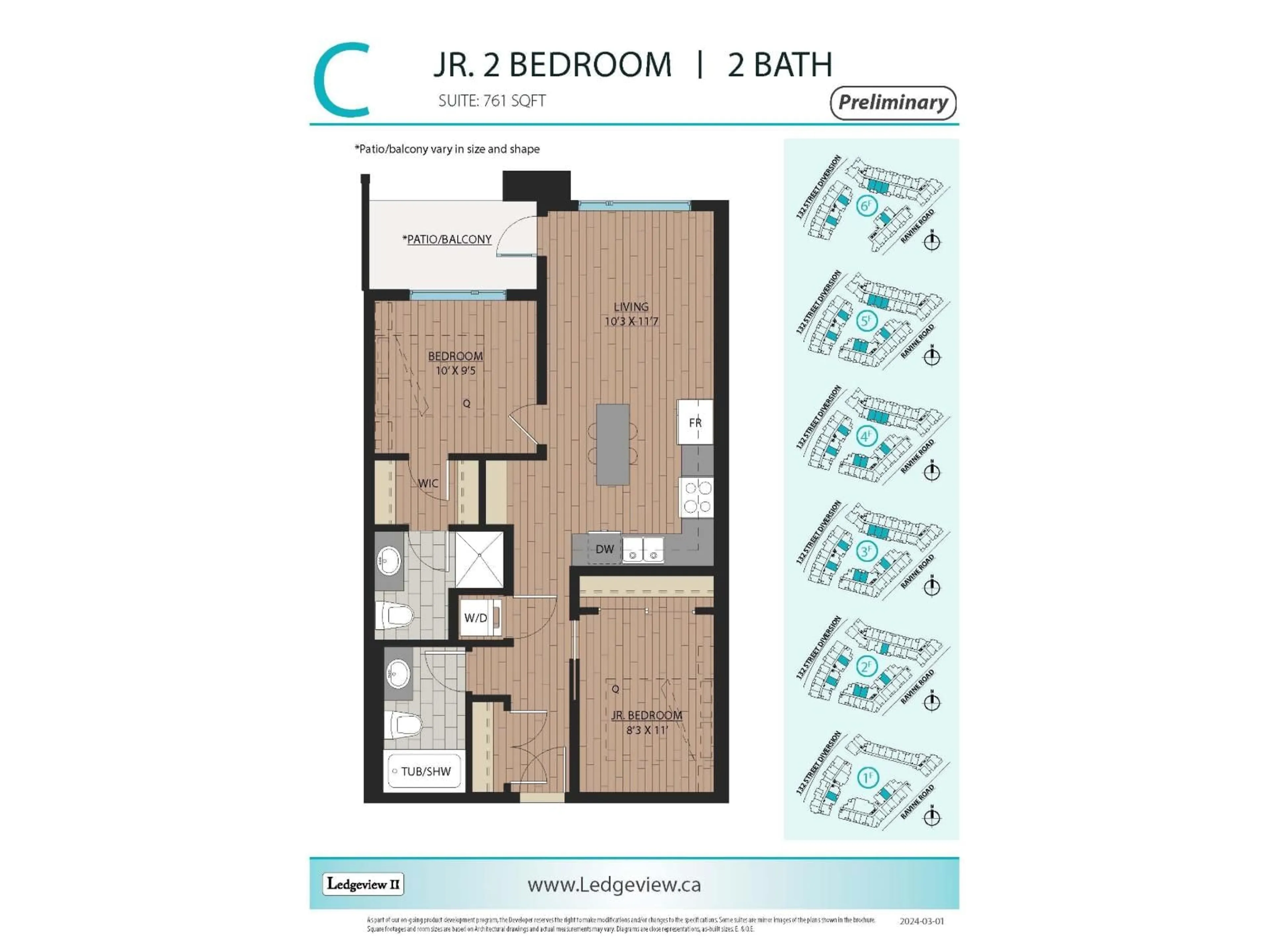 Floor plan for 307 - 11063 RAVINE ROAD, Surrey British Columbia V3T3X5